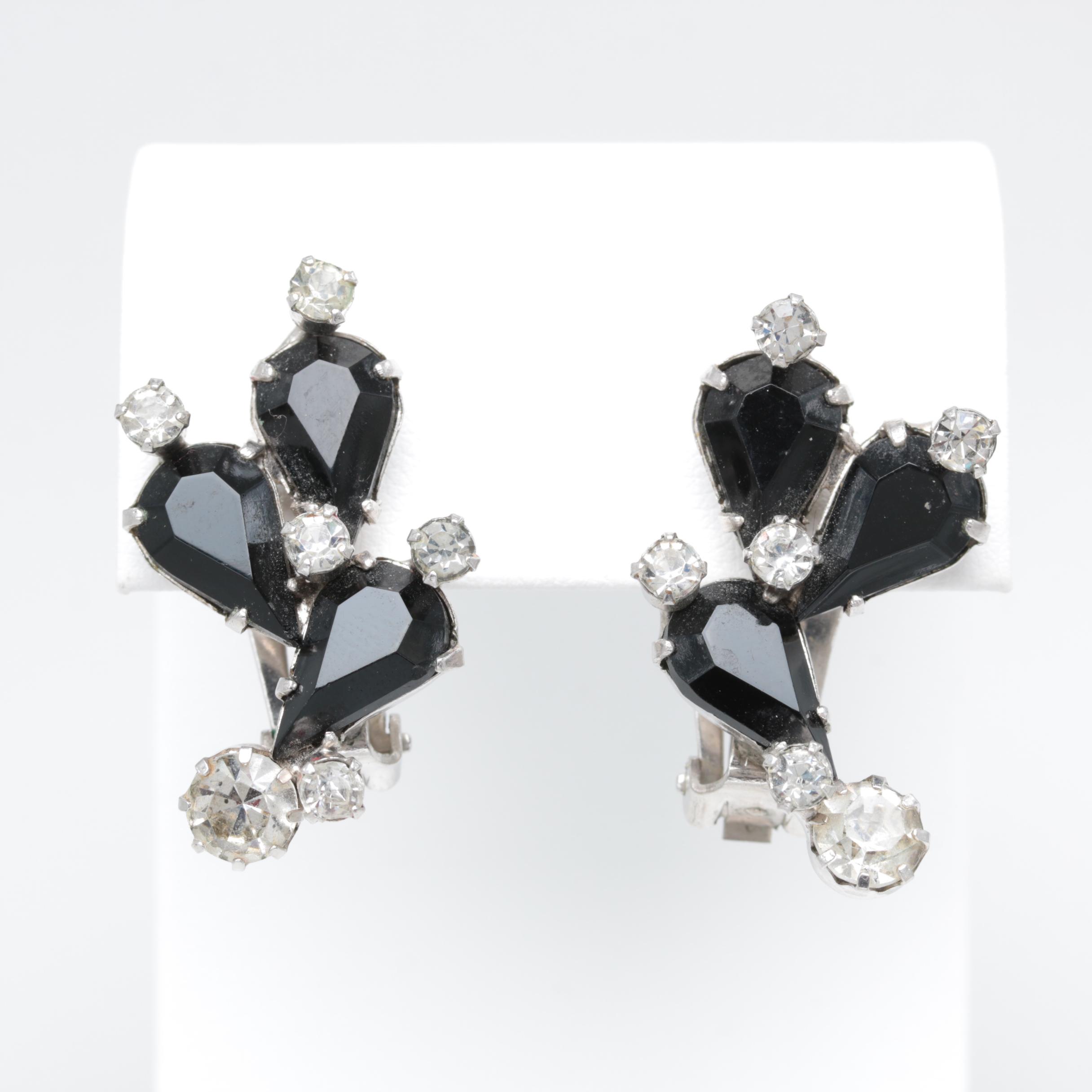 1960s Black Rhinestone Jewelry Including Weiss, Hobé