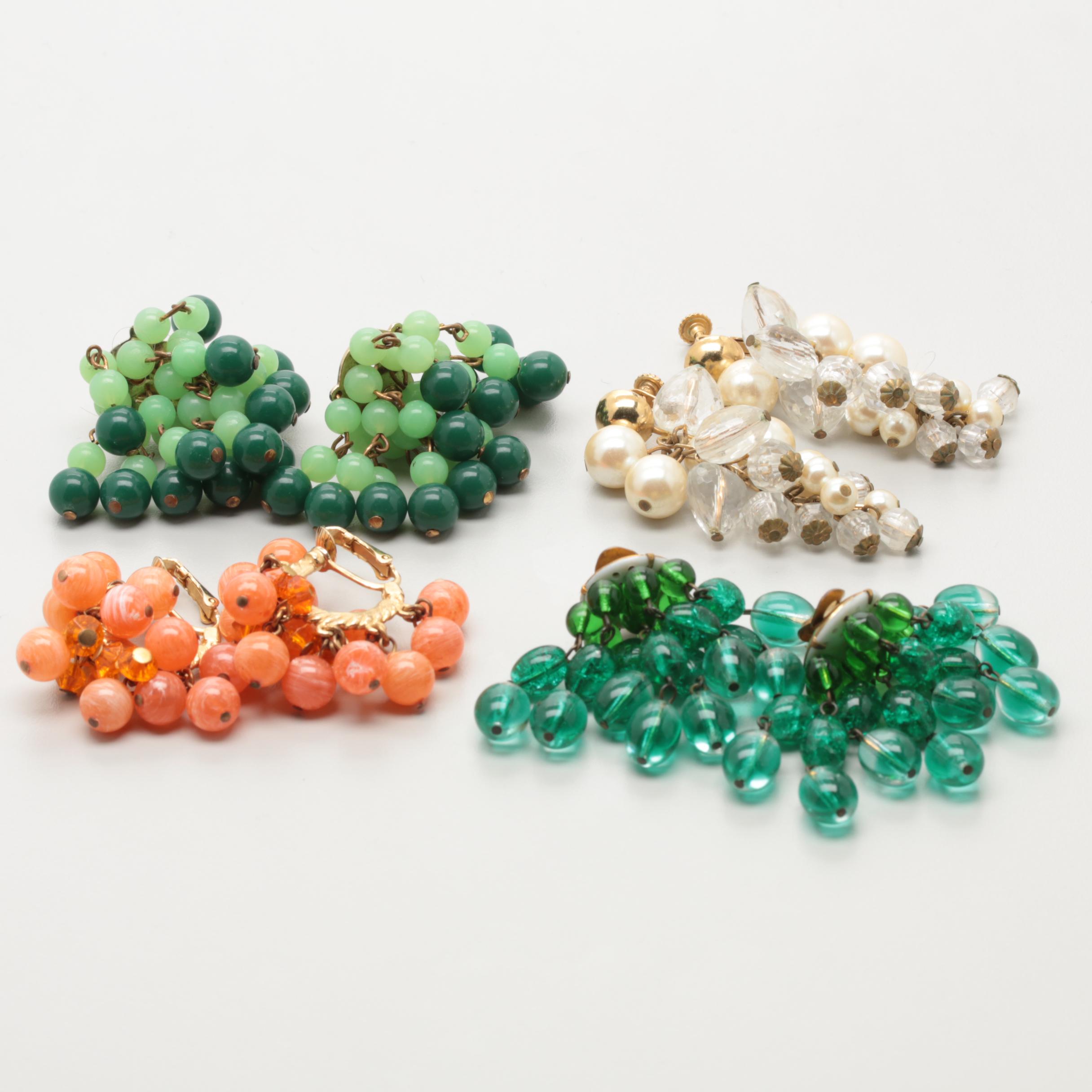 1960s Chandelier Earrings Including Poured Glass