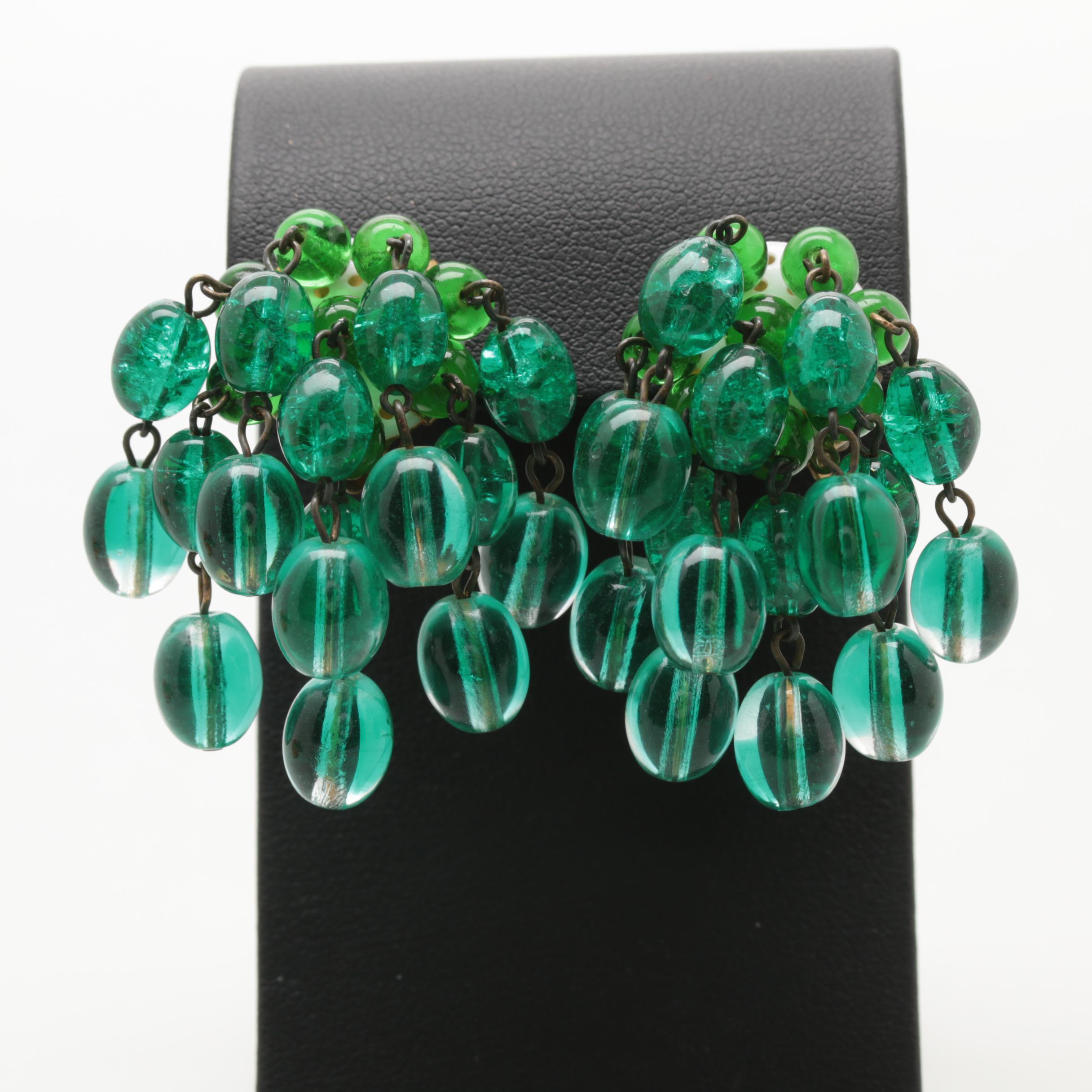 1960s Chandelier Earrings Including Poured Glass