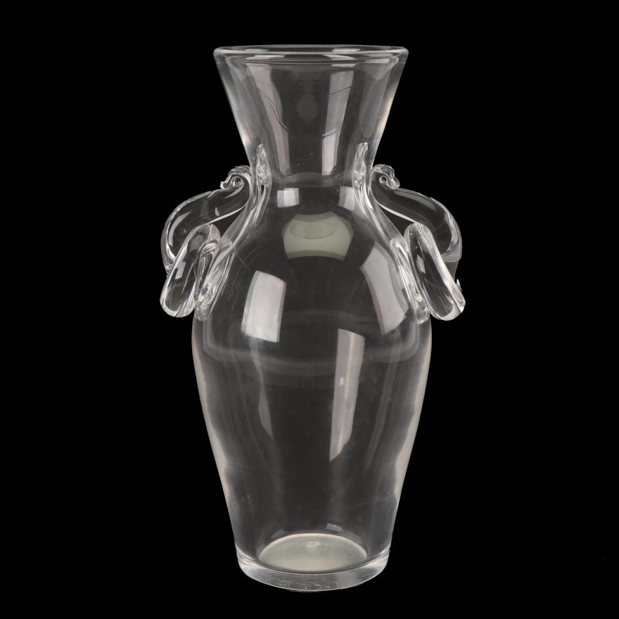 Steuben Glass Ring Handled Vase, Mid-Century