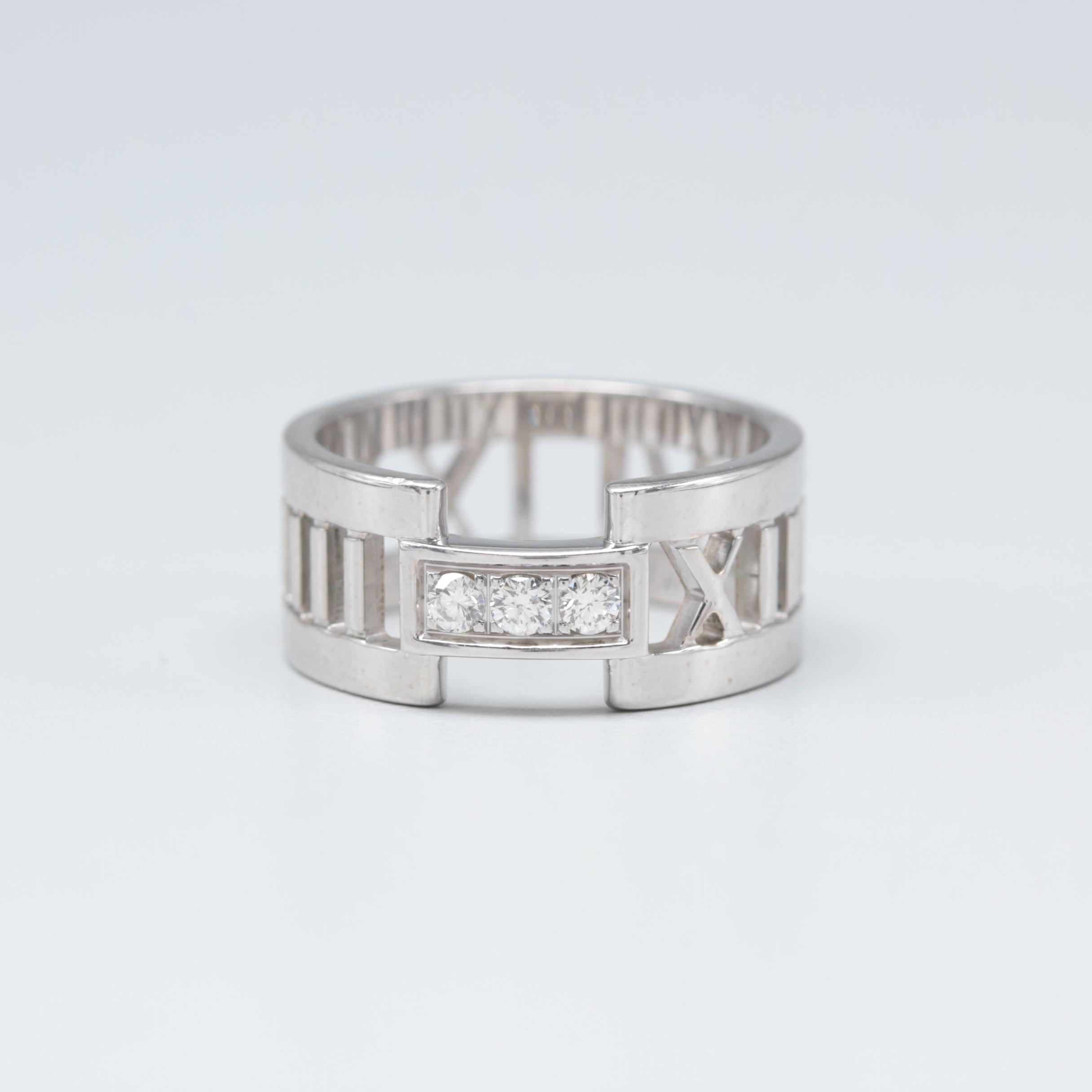 Tiffany & Co. "Atlas" Collection 18K White Gold Diamond Ring