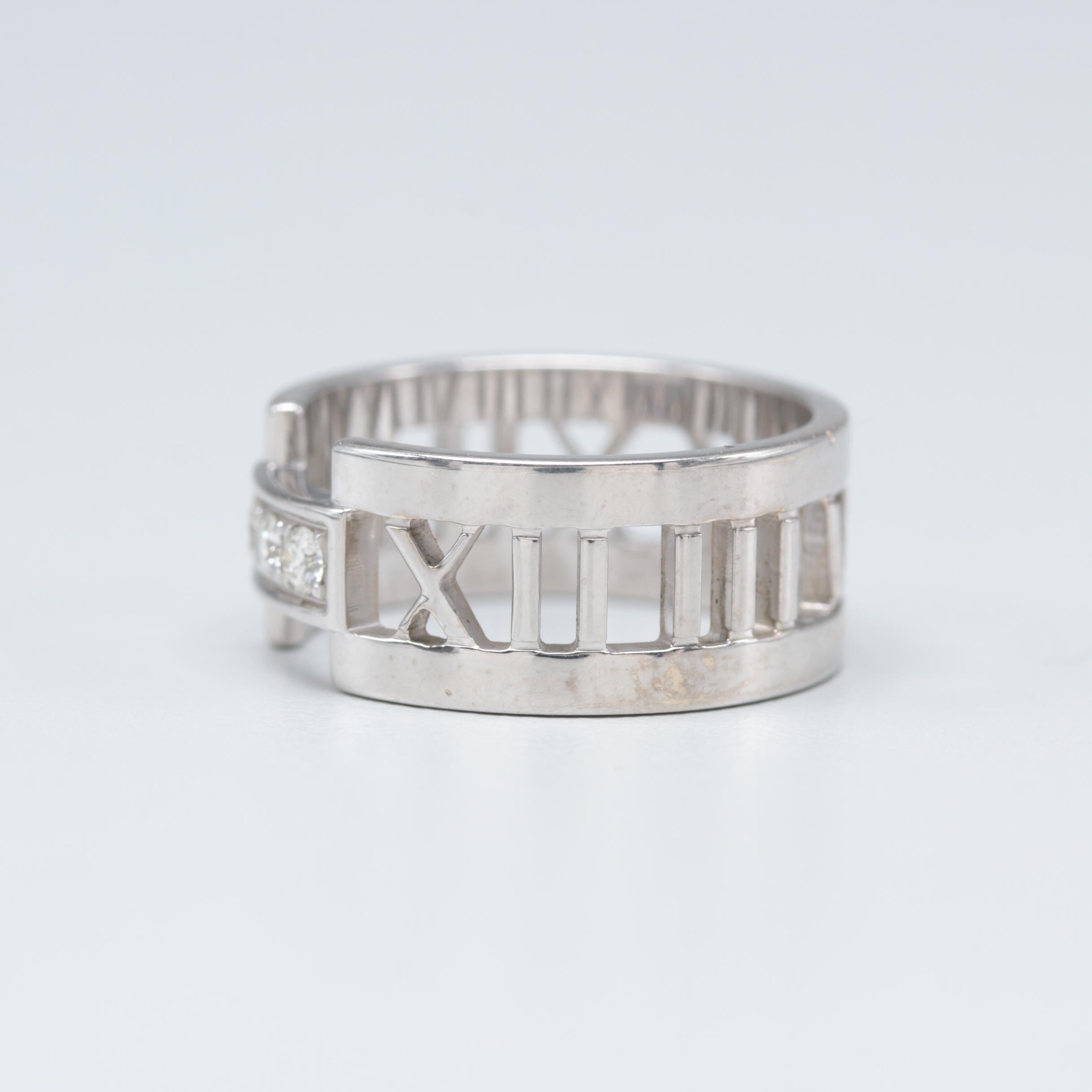 Tiffany & Co. "Atlas" Collection 18K White Gold Diamond Ring