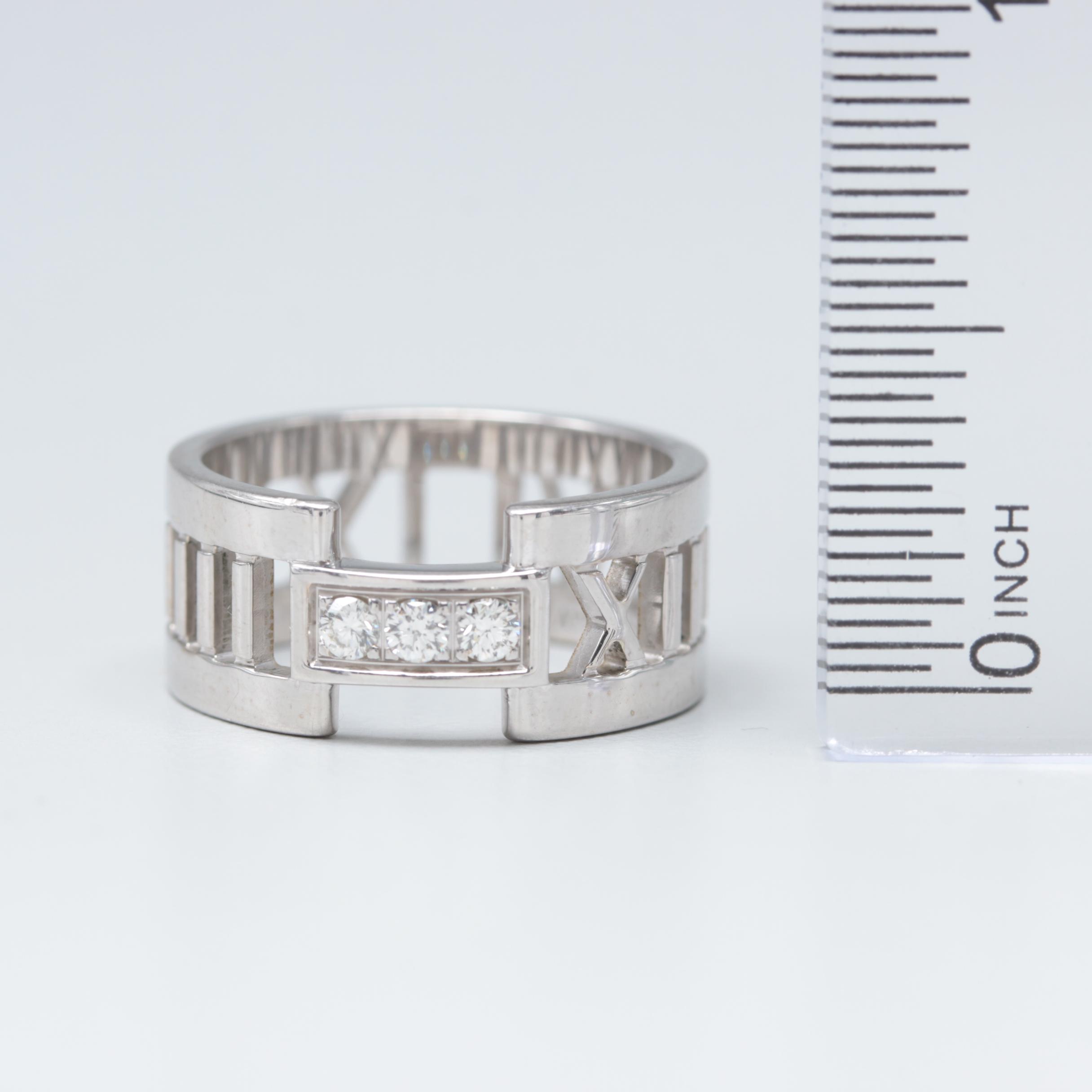Tiffany & Co. "Atlas" Collection 18K White Gold Diamond Ring