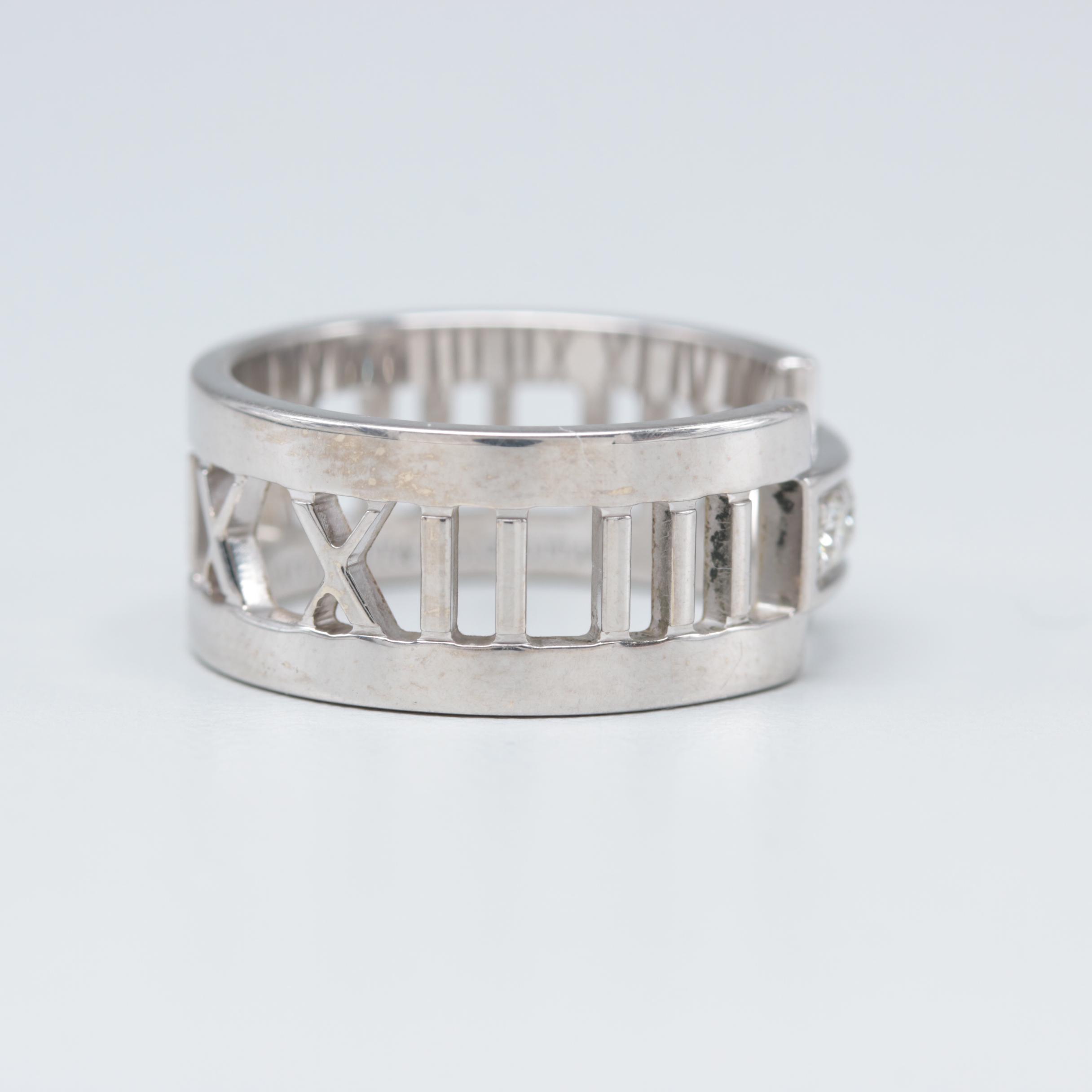Tiffany & Co. "Atlas" Collection 18K White Gold Diamond Ring