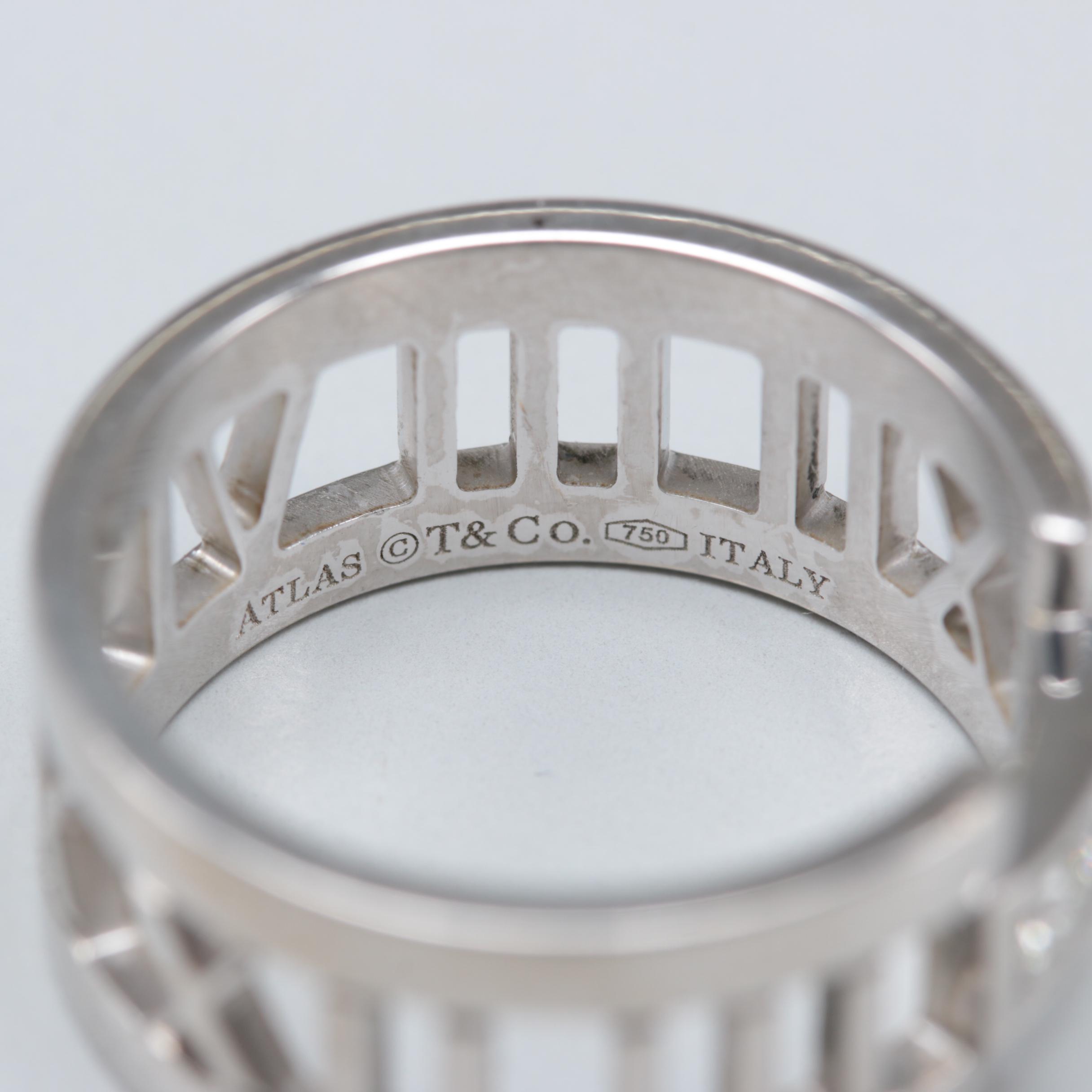 Tiffany & Co. "Atlas" Collection 18K White Gold Diamond Ring
