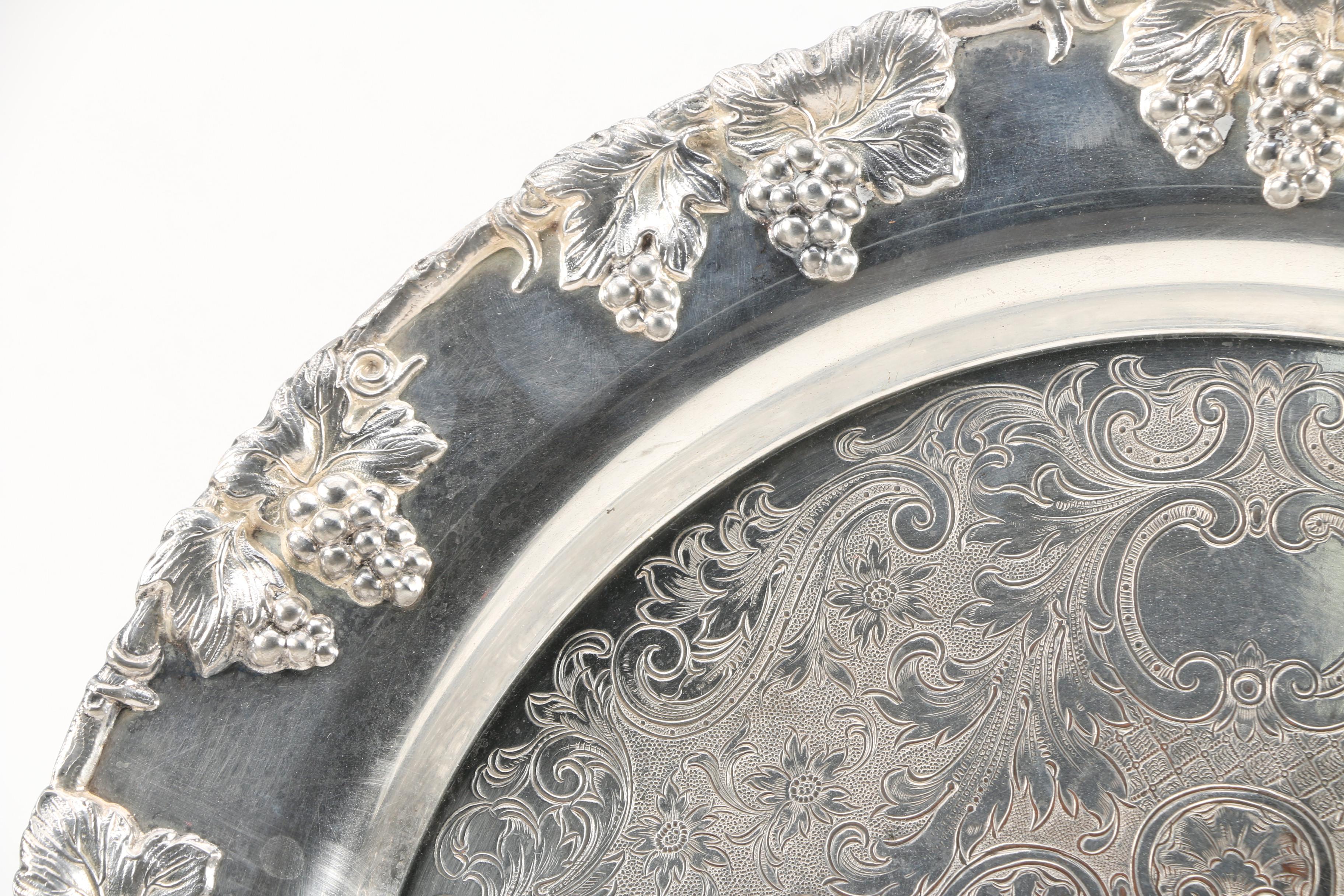 Sweetser Co. Sterling Reticulated Dish with Crescent Silver Plate Tray