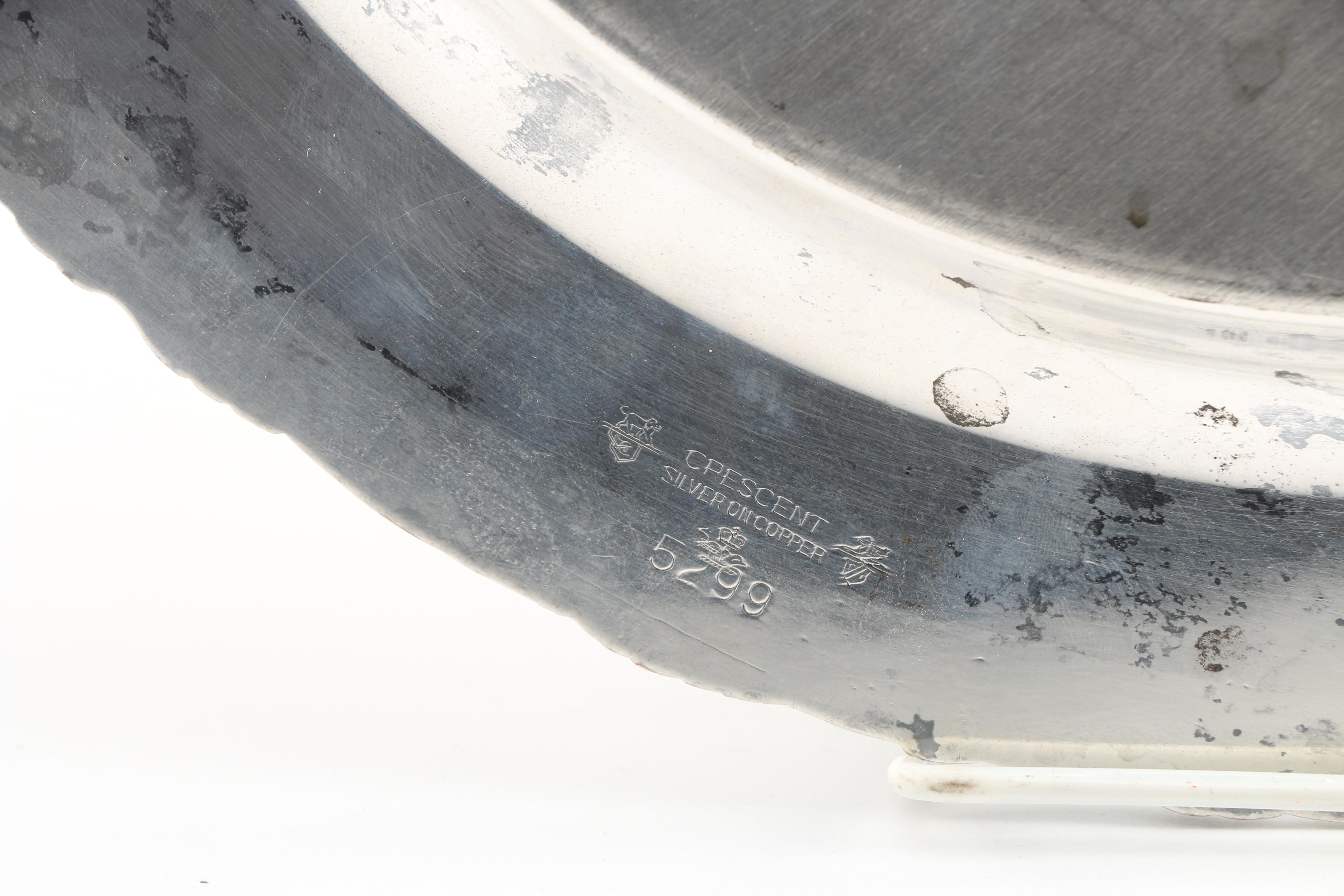 Sweetser Co. Sterling Reticulated Dish with Crescent Silver Plate Tray