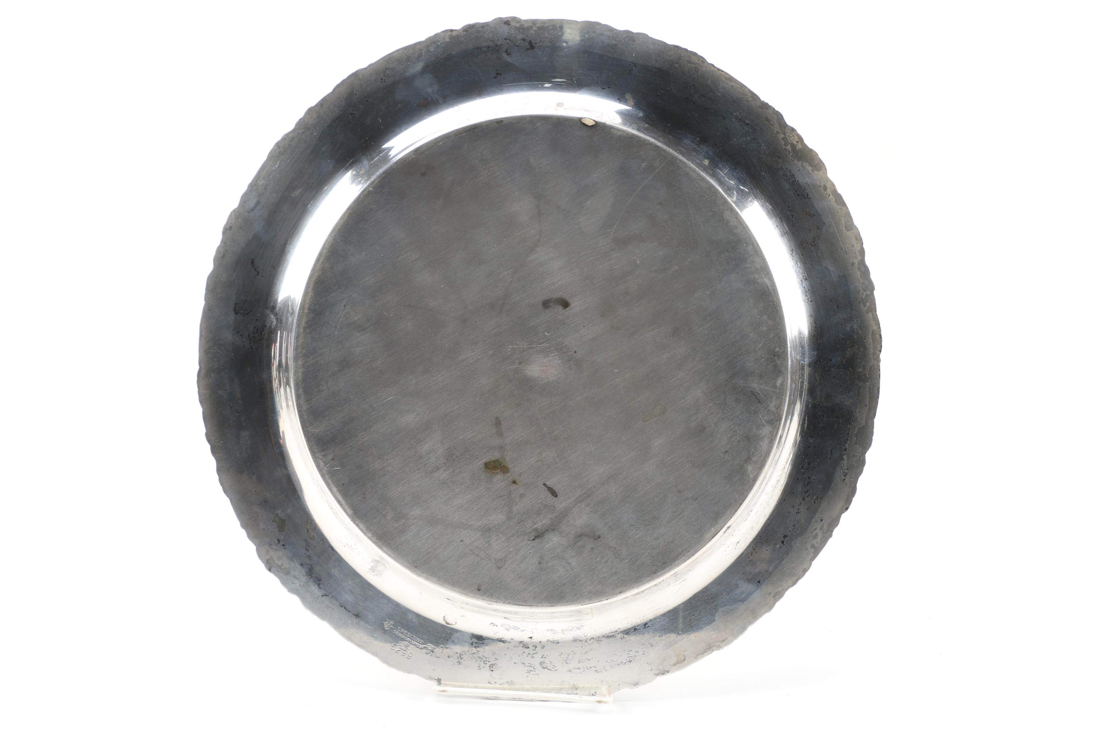 Sweetser Co. Sterling Reticulated Dish with Crescent Silver Plate Tray