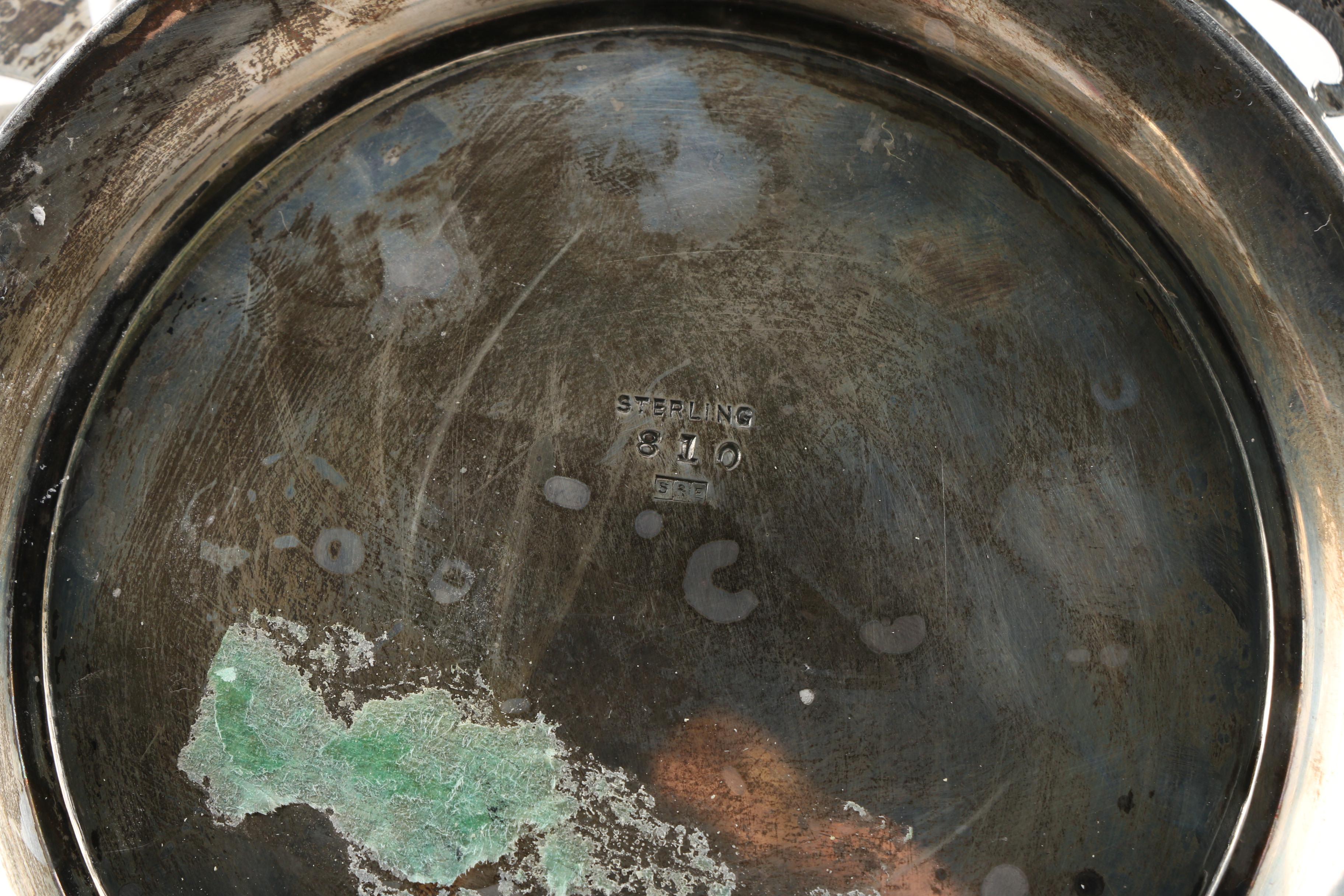 Sweetser Co. Sterling Reticulated Dish with Crescent Silver Plate Tray