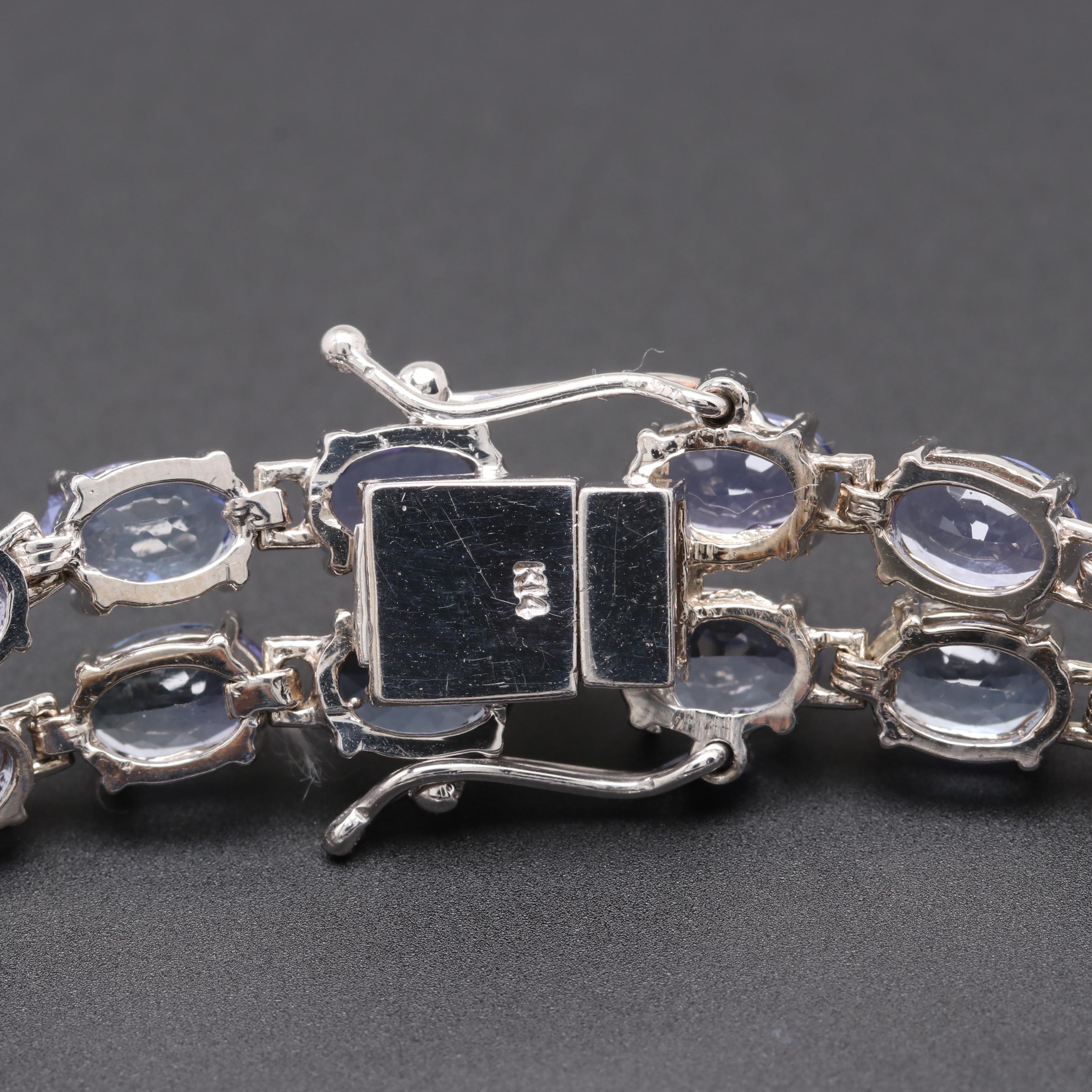 14K White Gold Tanzanite and 1.47 CTW Diamond Bracelet