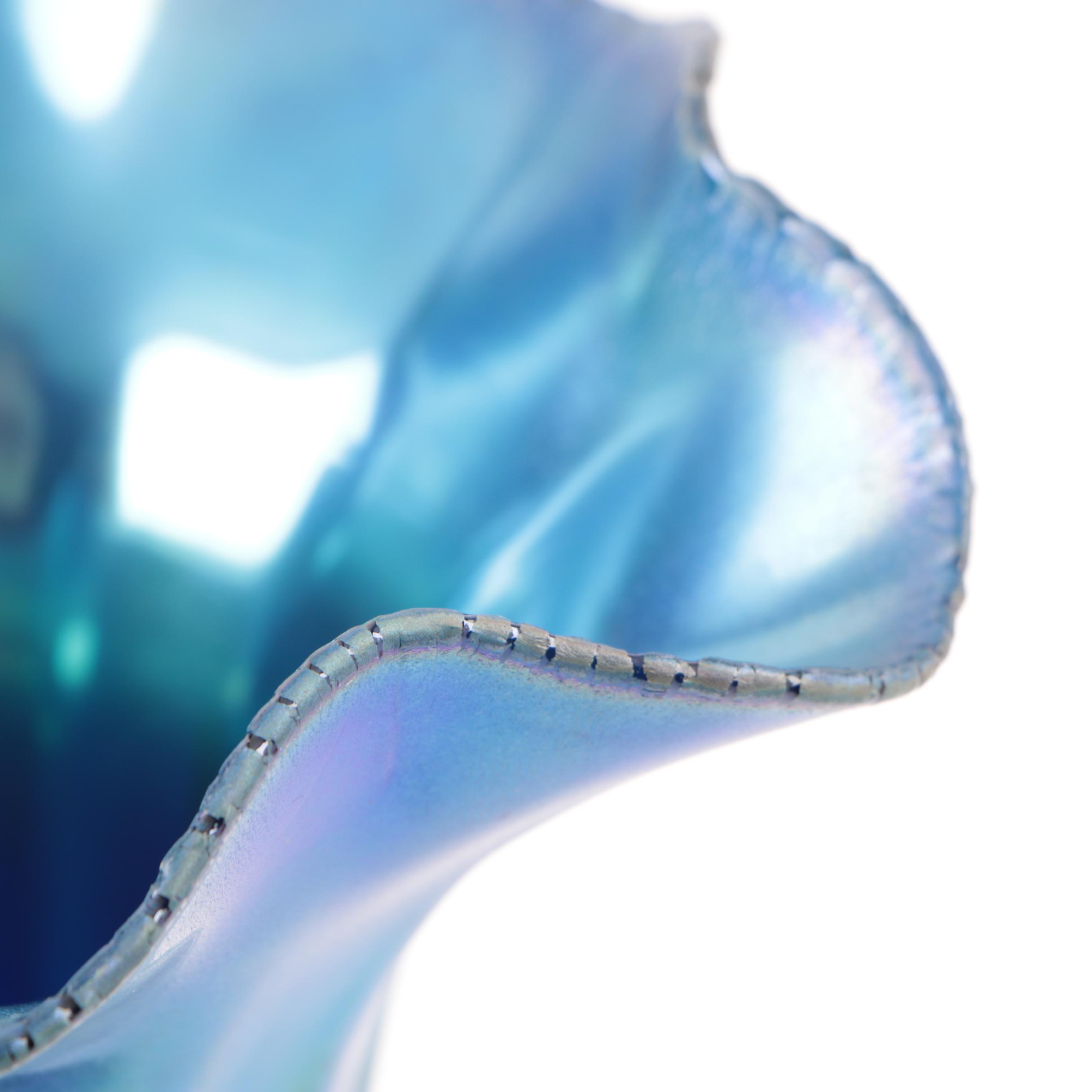 Tiffany Studios Peacock Blue Favrile Trumpet Vase