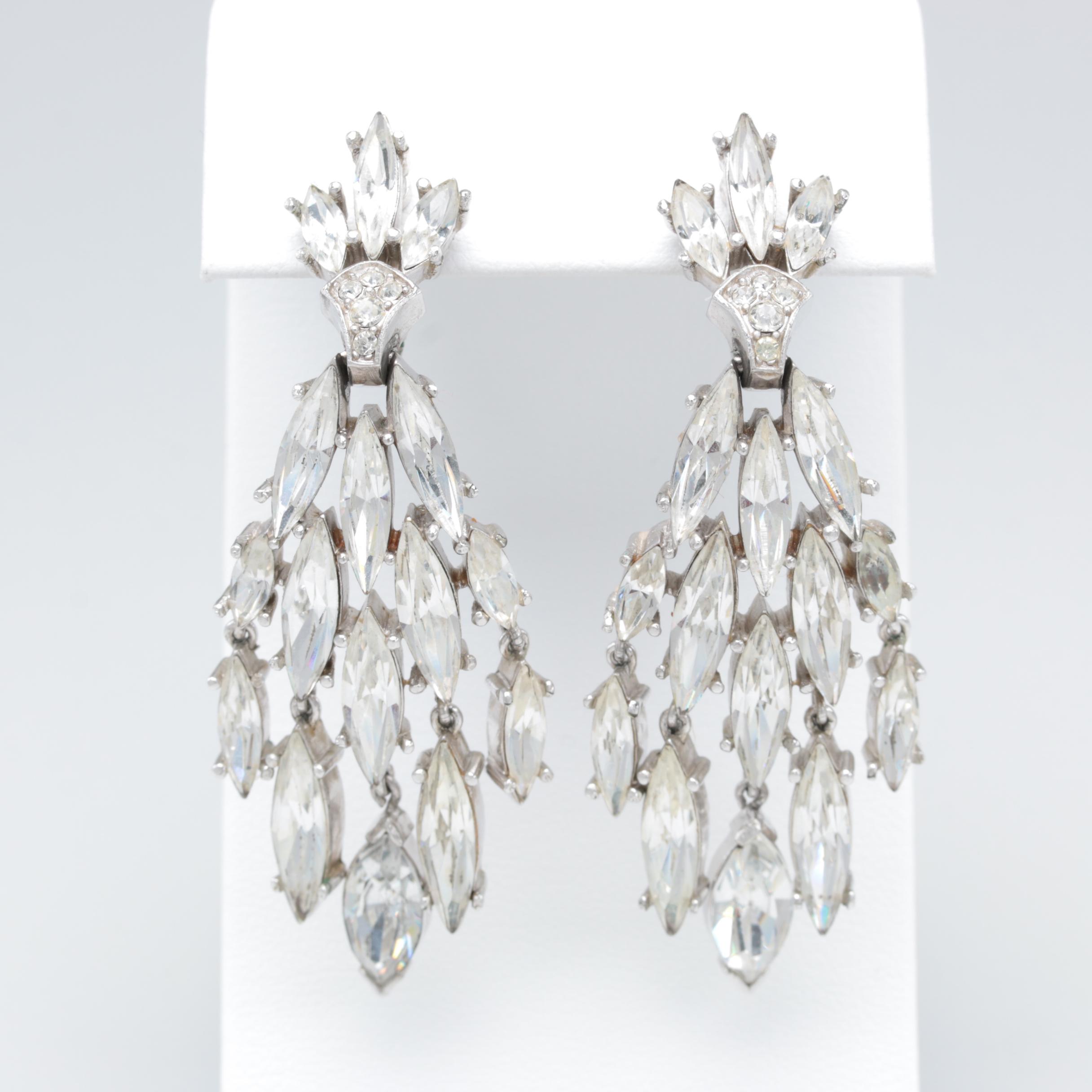 Large Collection of Trifari and Weiss Clear Rhinestone Jewelry