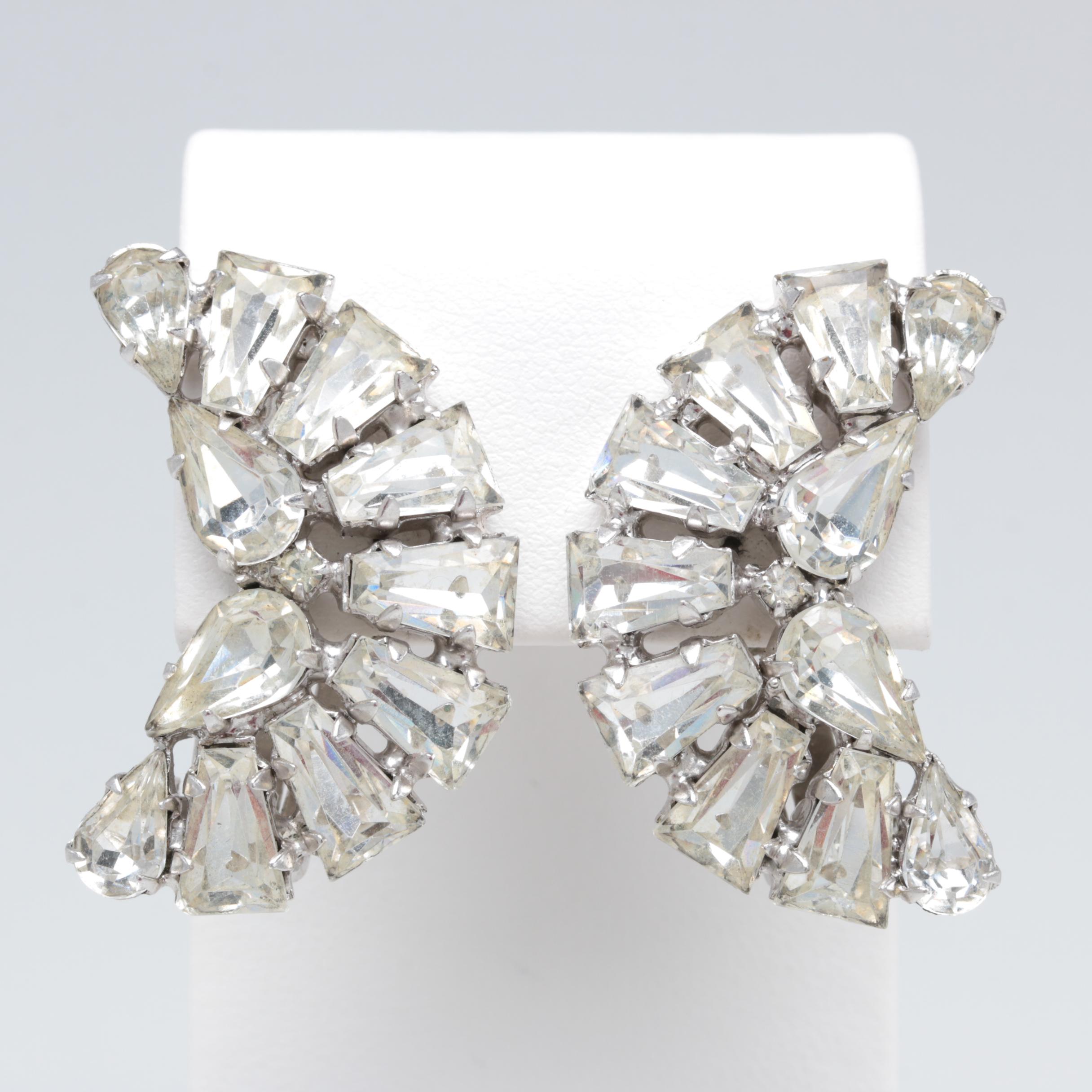 Large Collection of Trifari and Weiss Clear Rhinestone Jewelry