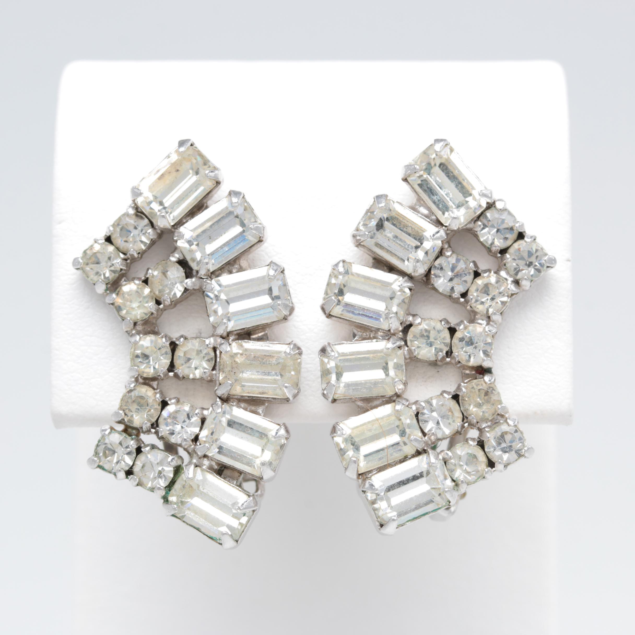 Large Collection of Trifari and Weiss Clear Rhinestone Jewelry