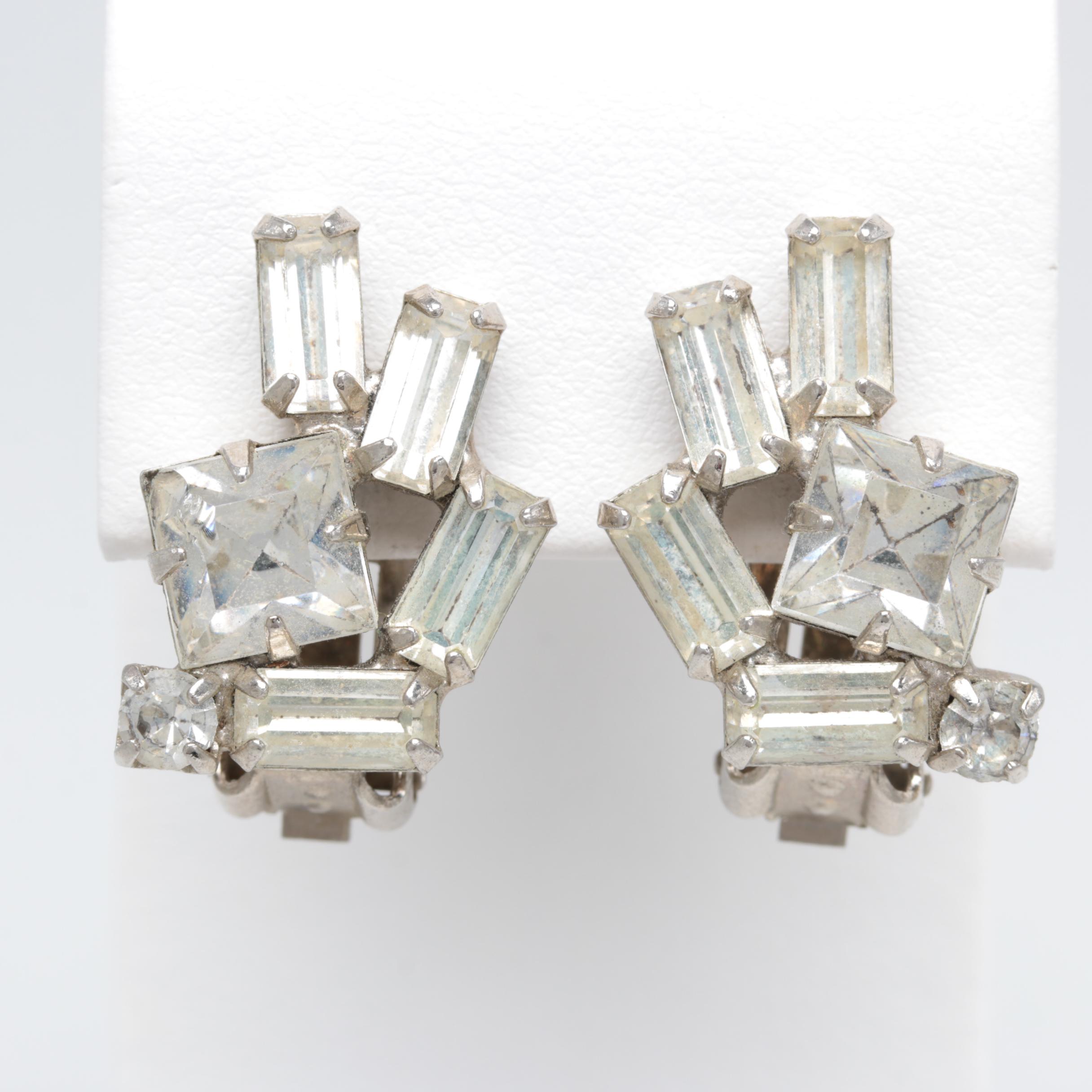 Large Collection of Trifari and Weiss Clear Rhinestone Jewelry