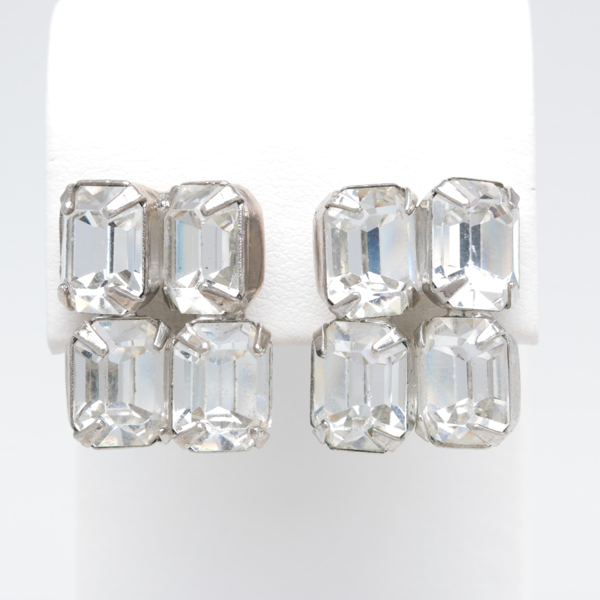 Large Collection of Trifari and Weiss Clear Rhinestone Jewelry