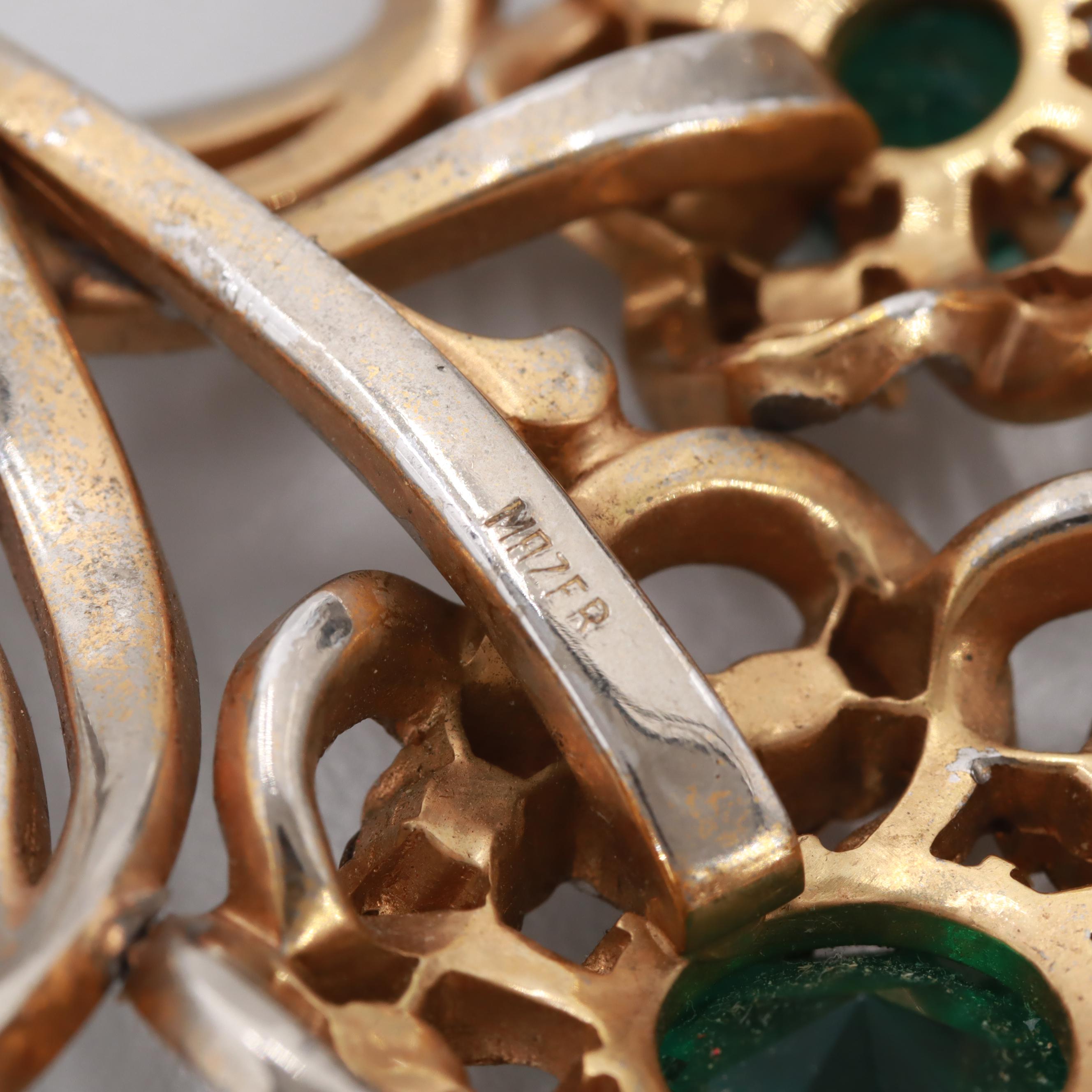 1940s Mazer Oversized Rhinestone Convertible Stick Pin and Brooch