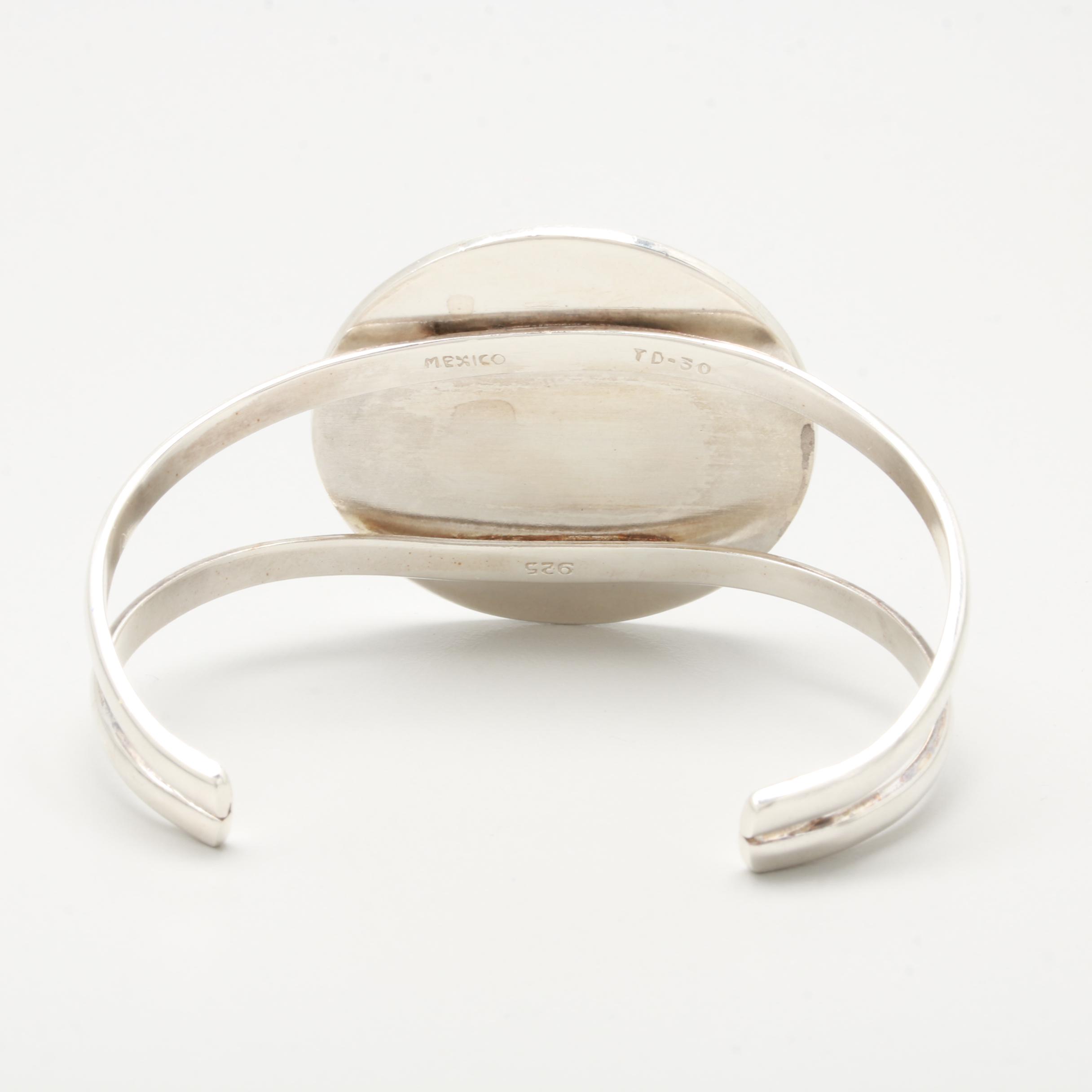 Taxco Sterling Silver Imitation Black Onyx Bracelet