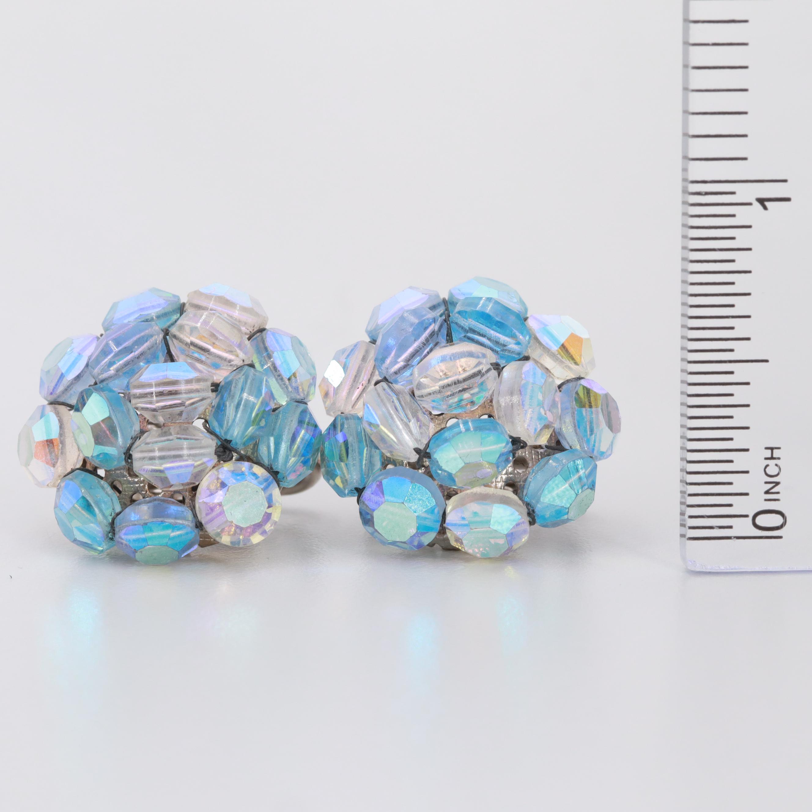 1960s Weiss and Vogue Iridescent Rhinestone Earrings