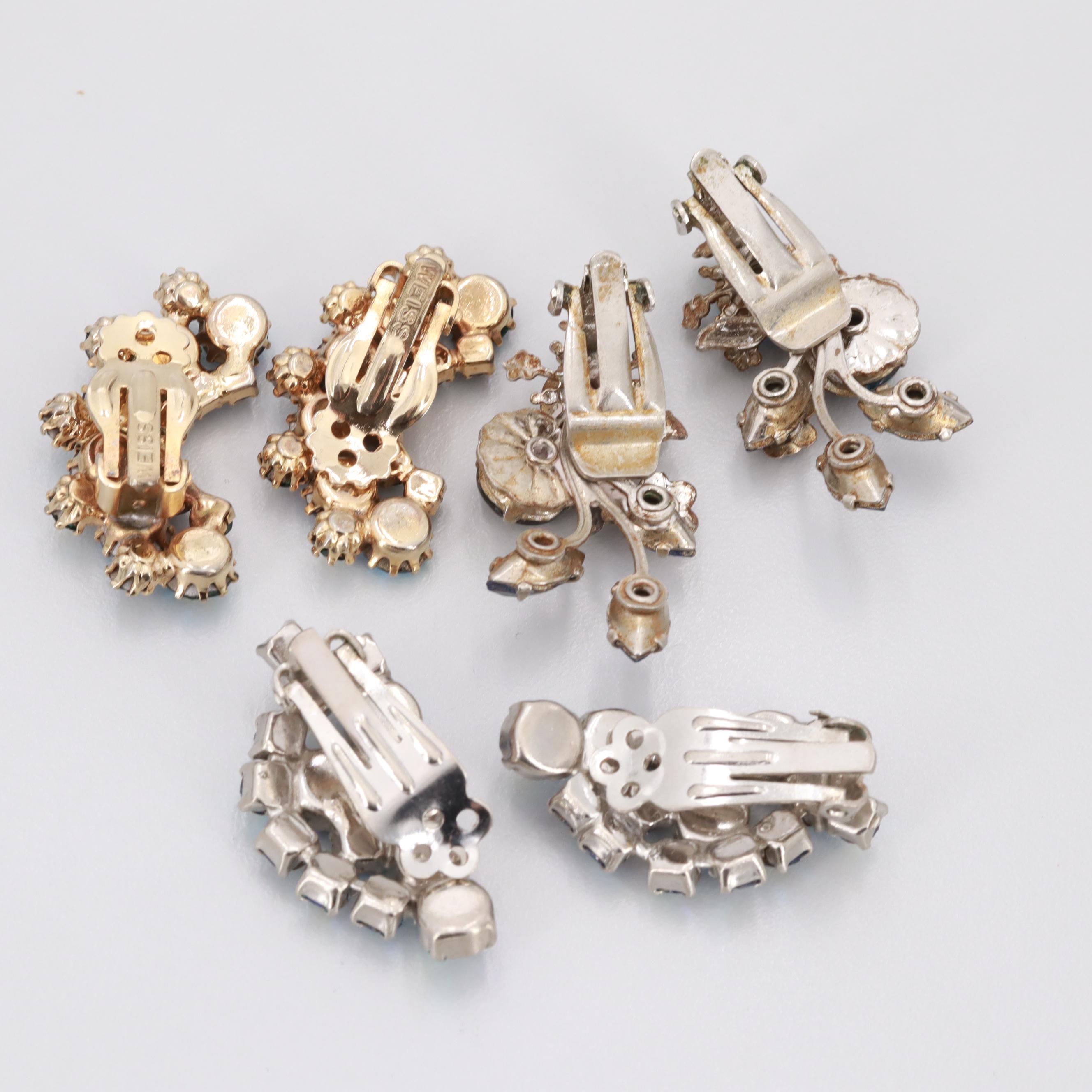 1960s Weiss and Vogue Iridescent Rhinestone Earrings