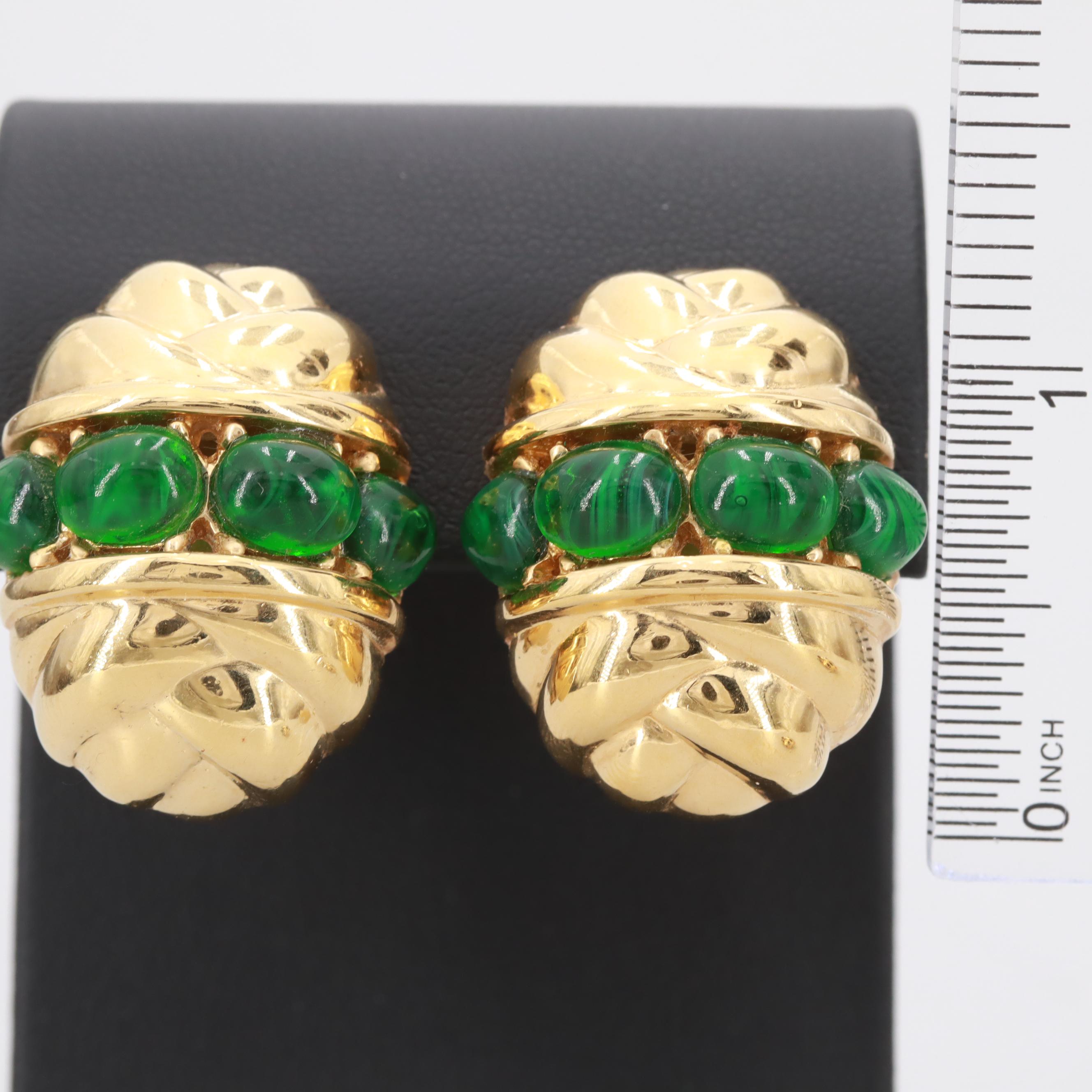 Vintage Gold Tone Ciner Earrings with Gripoix Glass