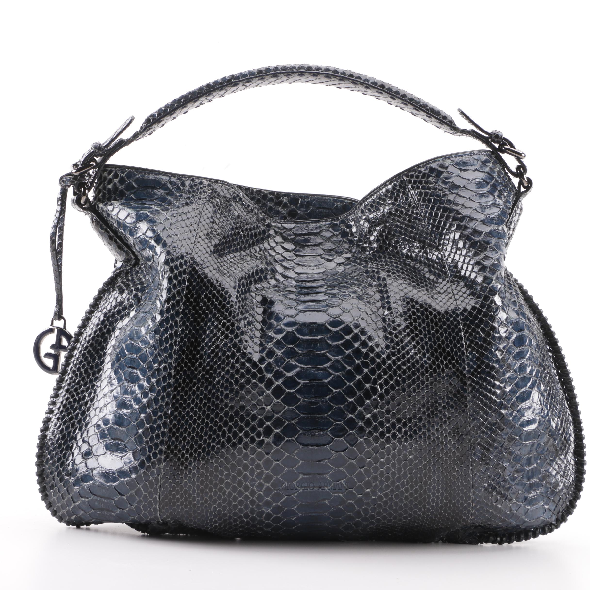 Giorgio Armani Blue Python Skin Hobo Bag