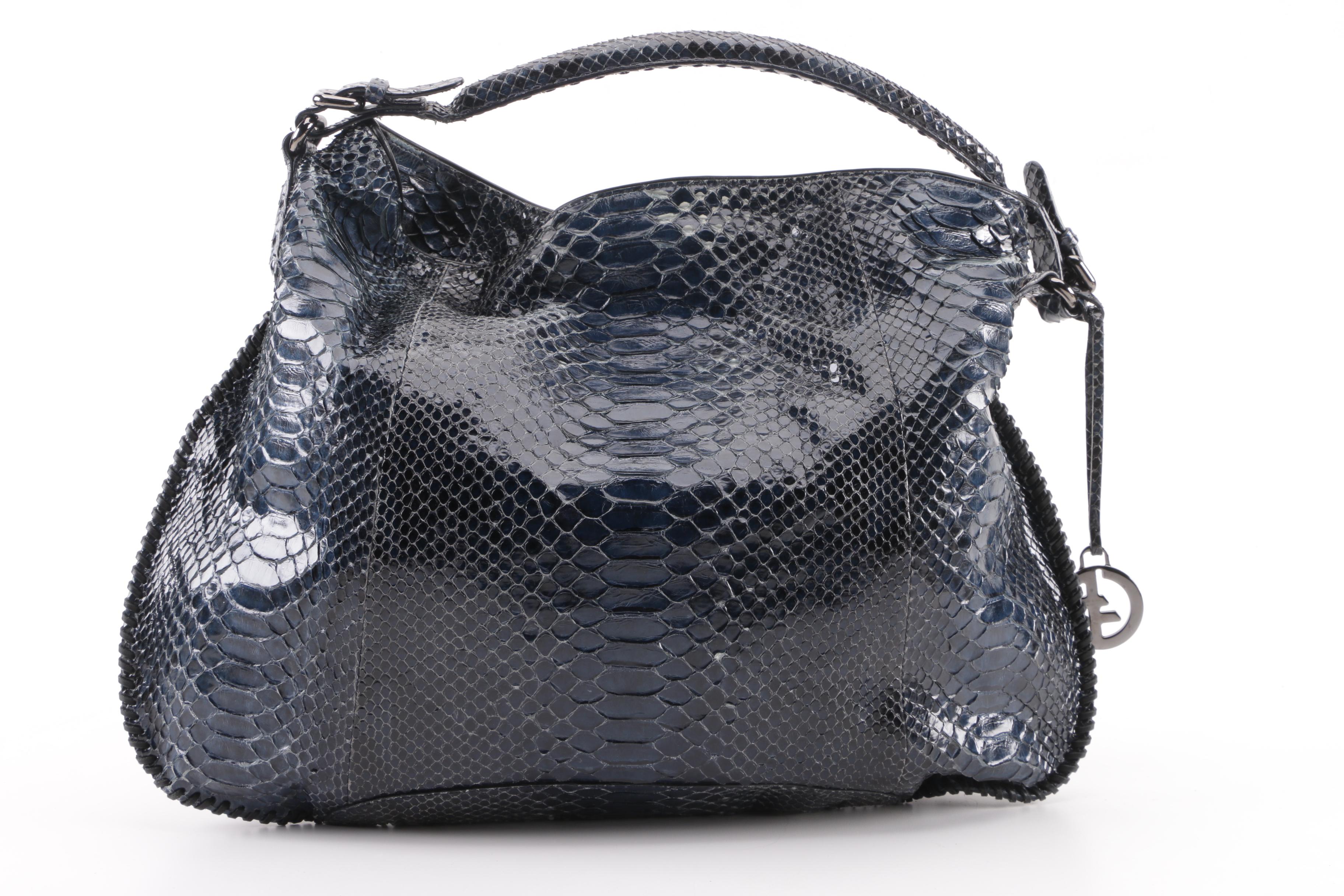 Giorgio Armani Blue Python Skin Hobo Bag