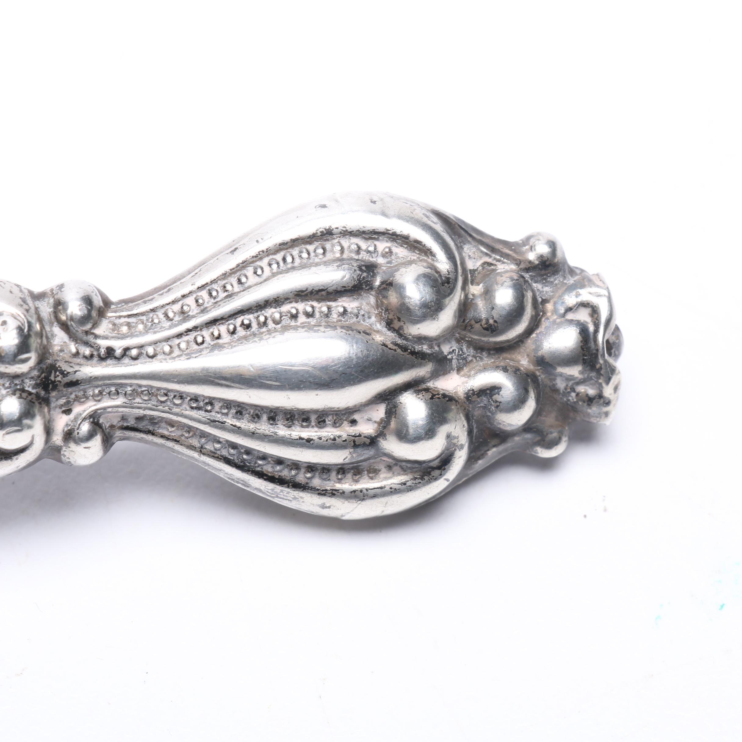 Antique Egg Topper Cutter and Sterling Handled Darning Egg