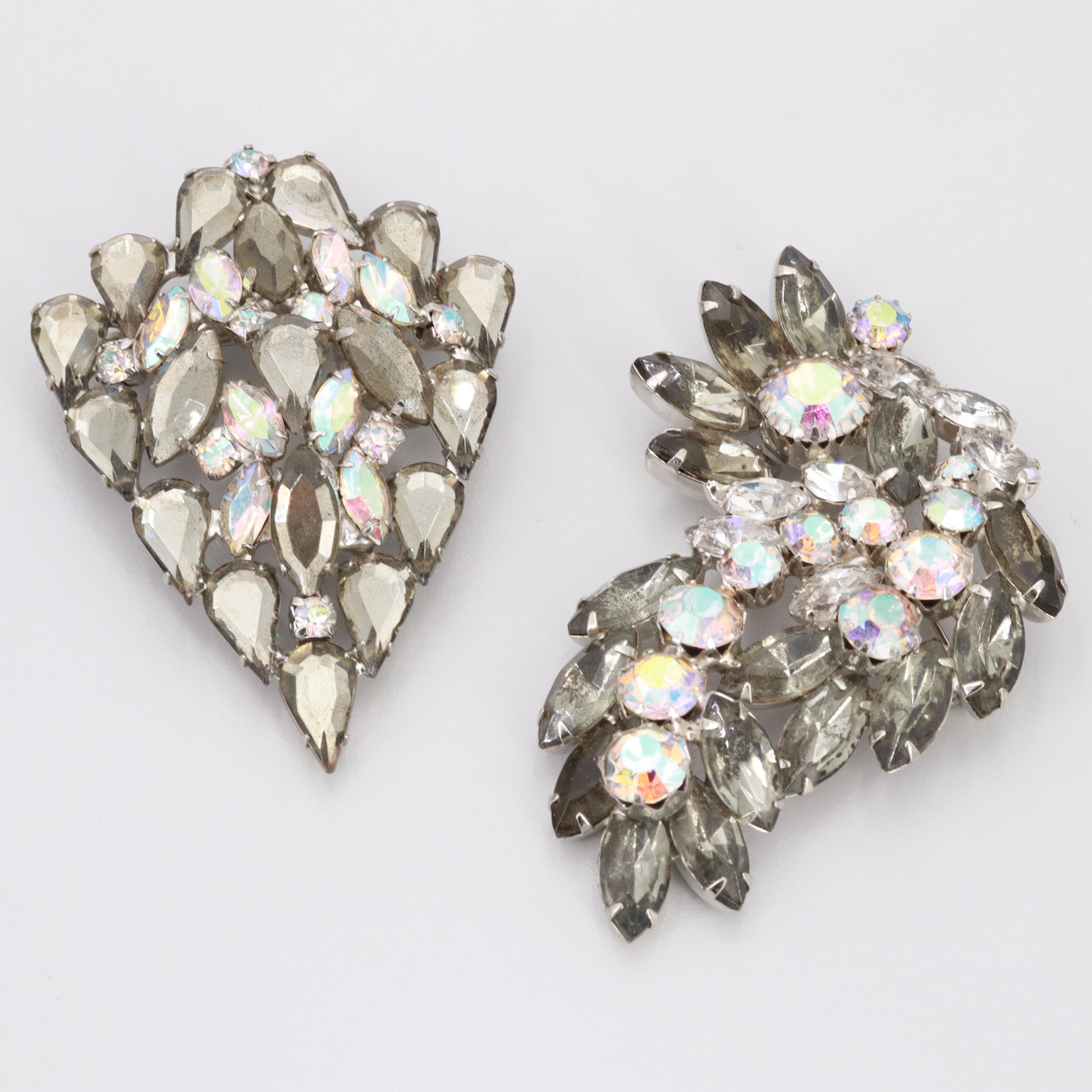 Vintage Iridescent Smokey Borealis Crystal Jewelry