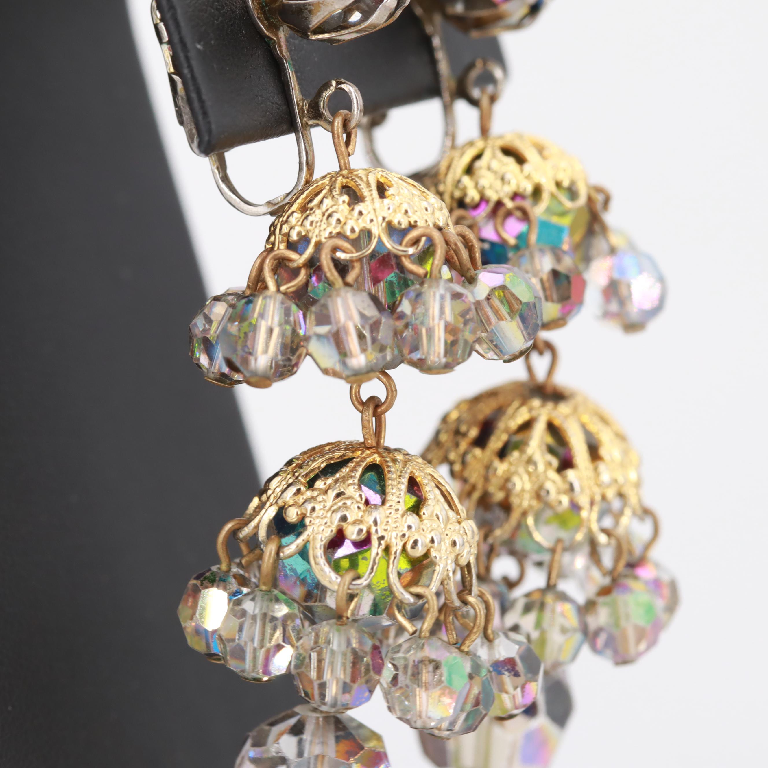 Vintage Iridescent Smokey Borealis Crystal Jewelry