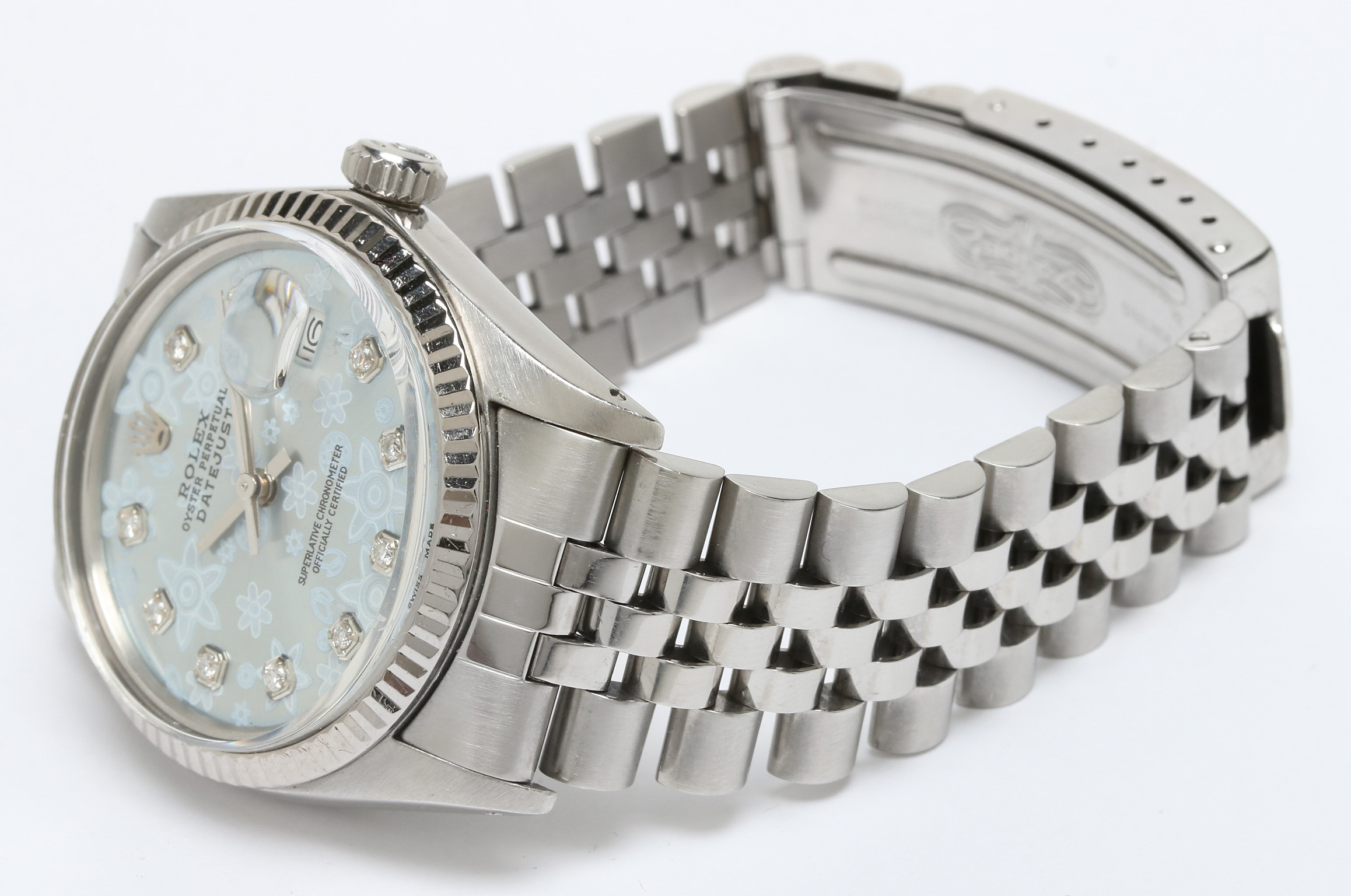 Rolex Datejust Stainless Steel and 18K Gold Fluted Bezel Diamond Watch