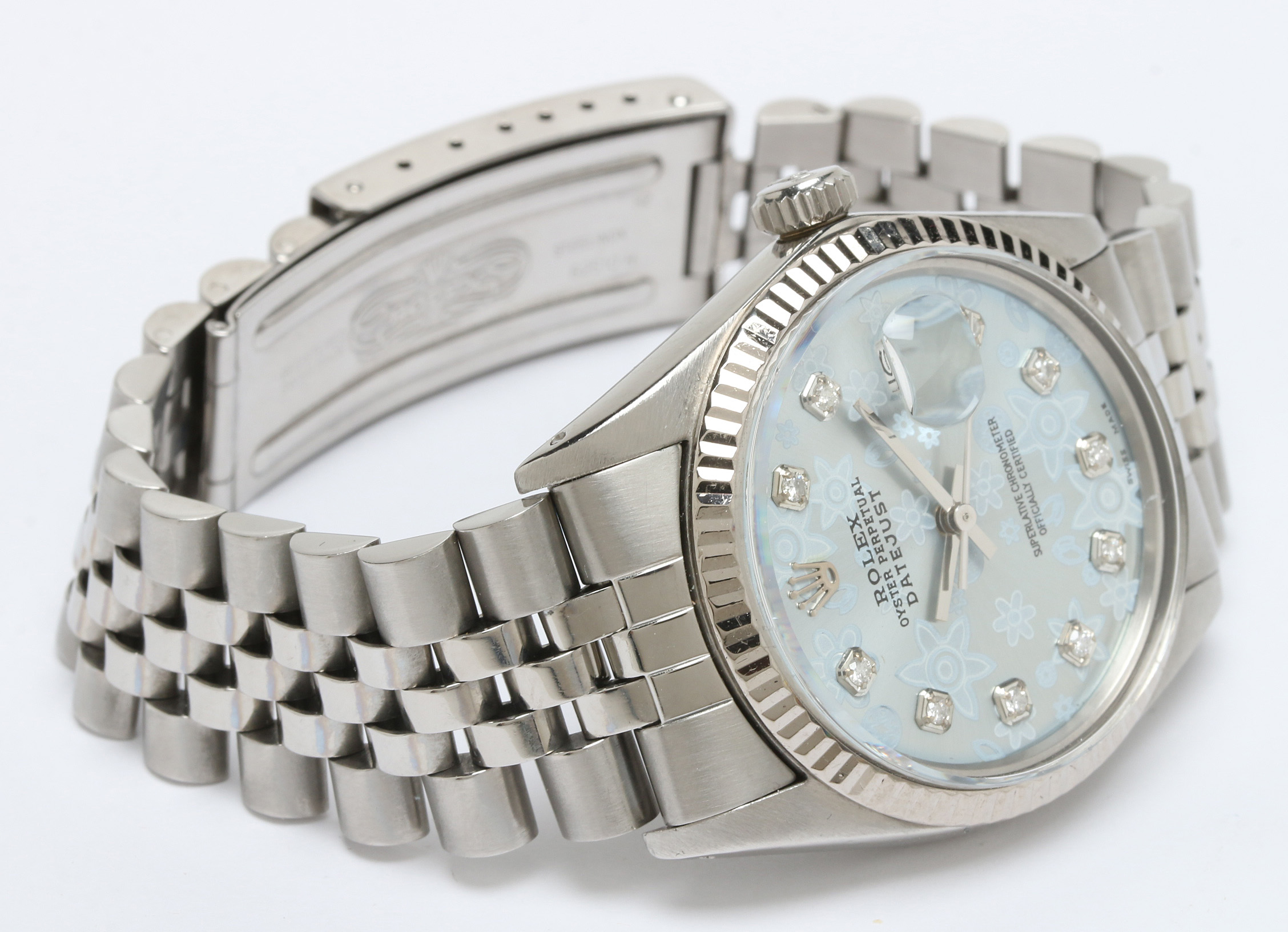 Rolex Datejust Stainless Steel and 18K Gold Fluted Bezel Diamond Watch