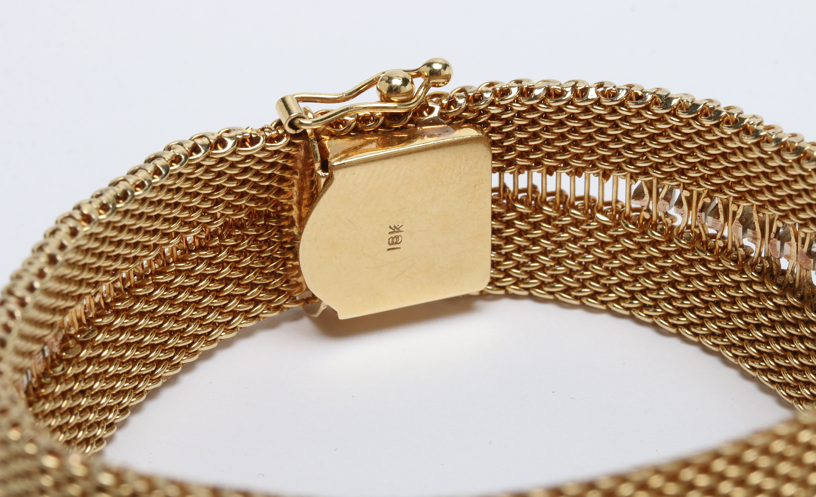 18K Yellow Gold Diamond Woven Mesh Bracelet