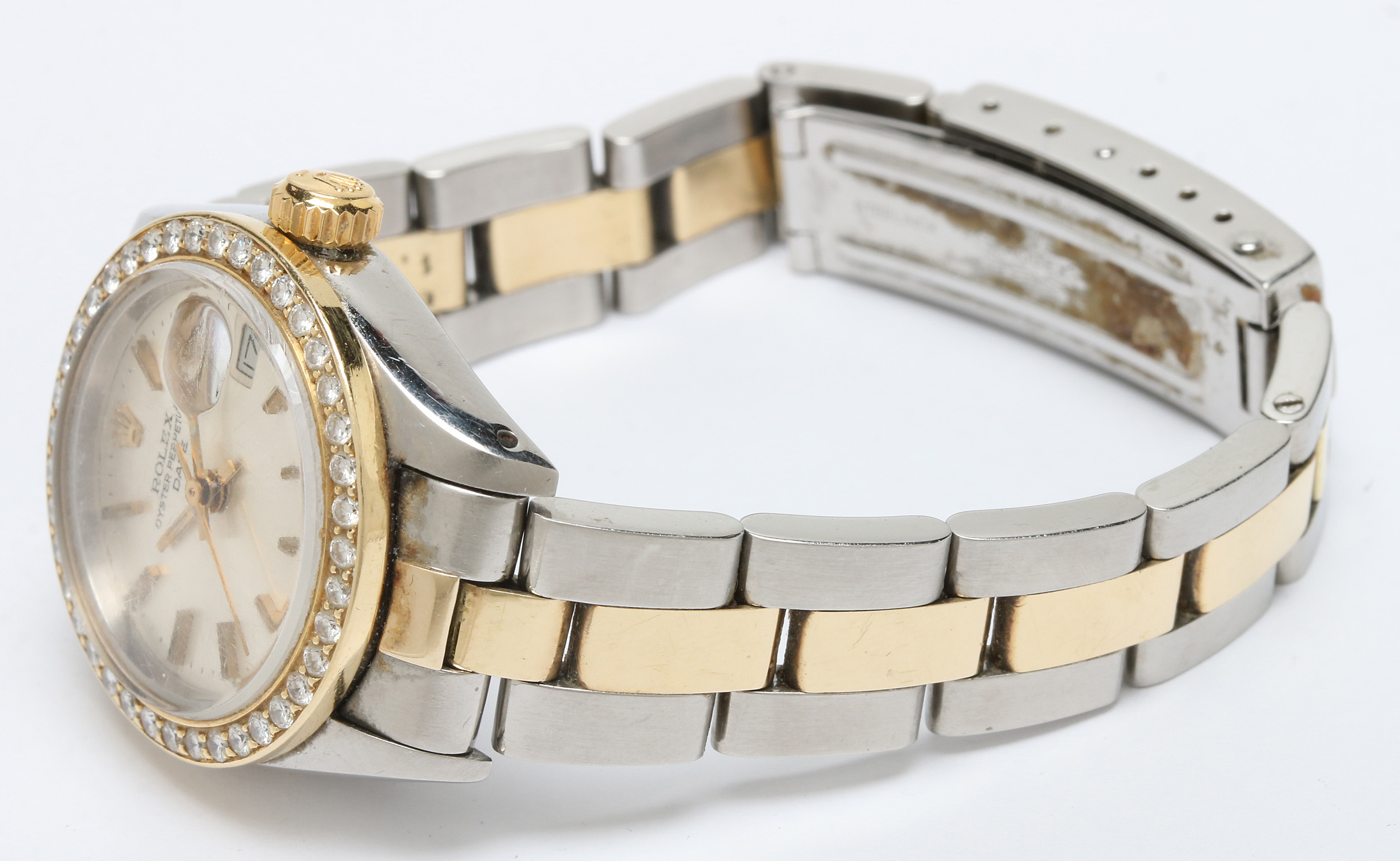 Rolex 14K and 18K Yellow Gold Watch With Diamond Bezel, 1979