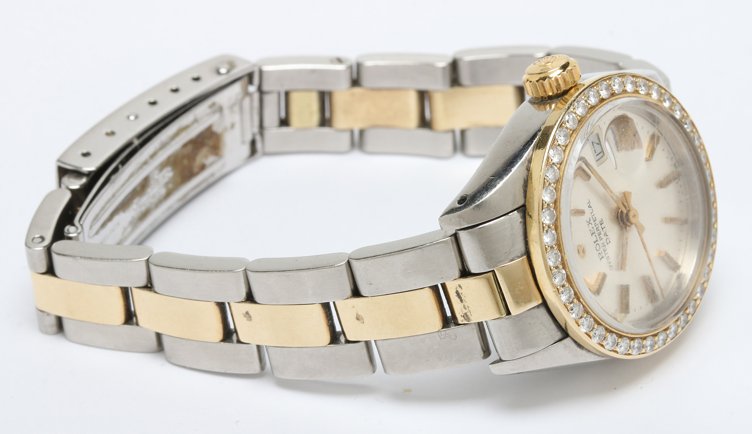 Rolex 14K and 18K Yellow Gold Watch With Diamond Bezel, 1979