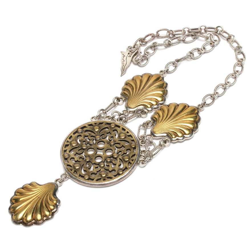 Barry Brinker 950 Silver and Brass Necklace