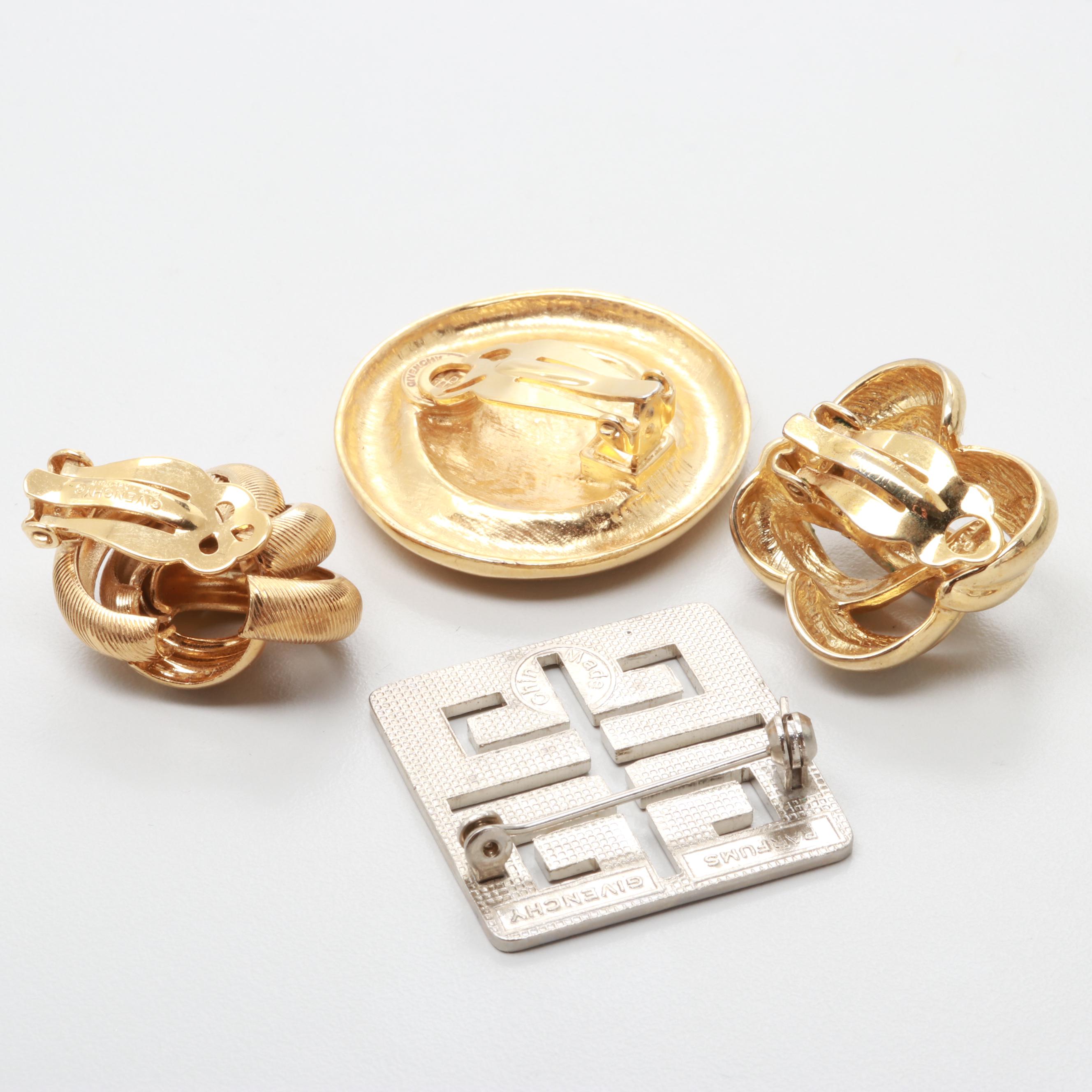 1980s Givenchy Gold Tone Logo Jewelry Collection