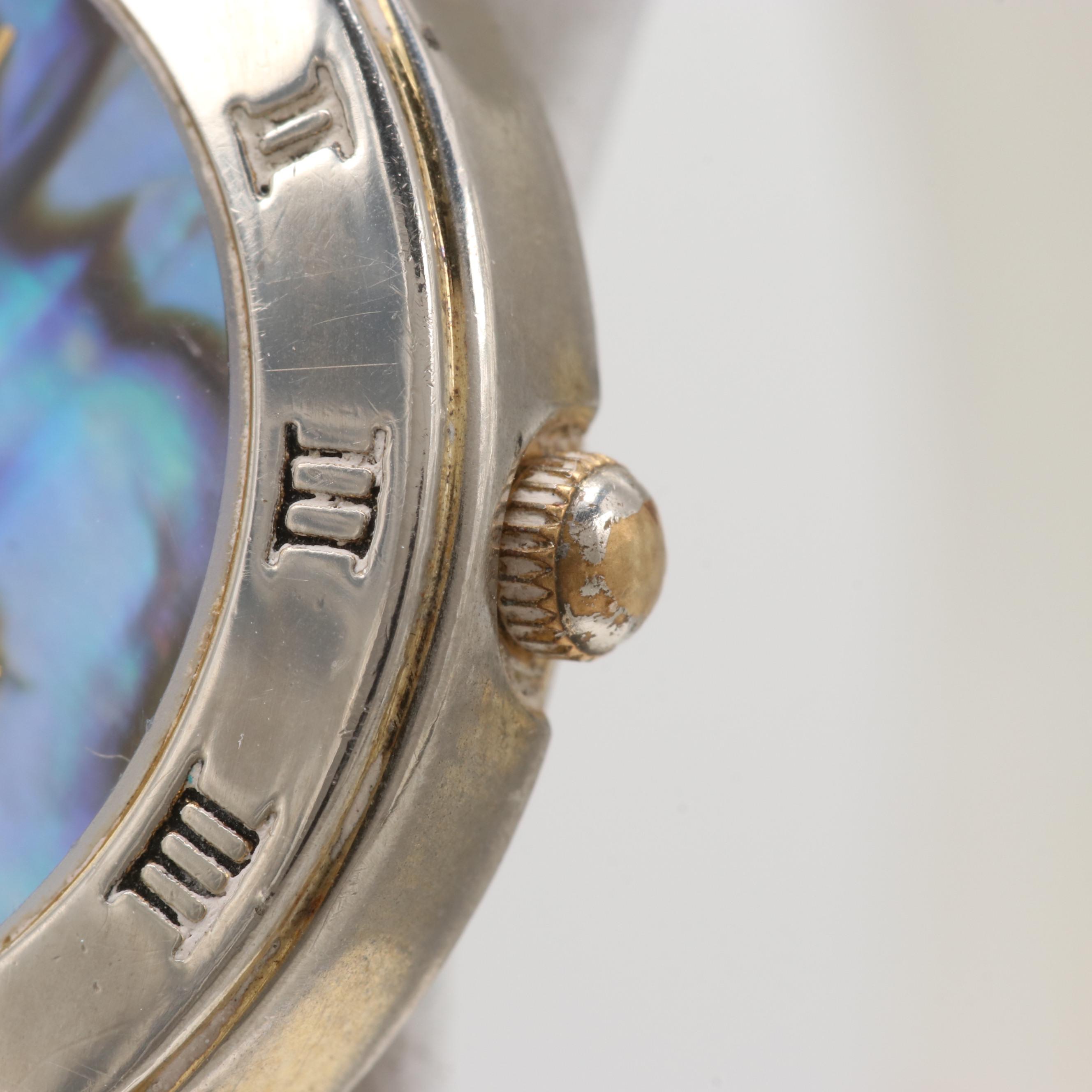 Vivani Quartz Watch With Southwestern Style Sterling Silver Turquoise Band