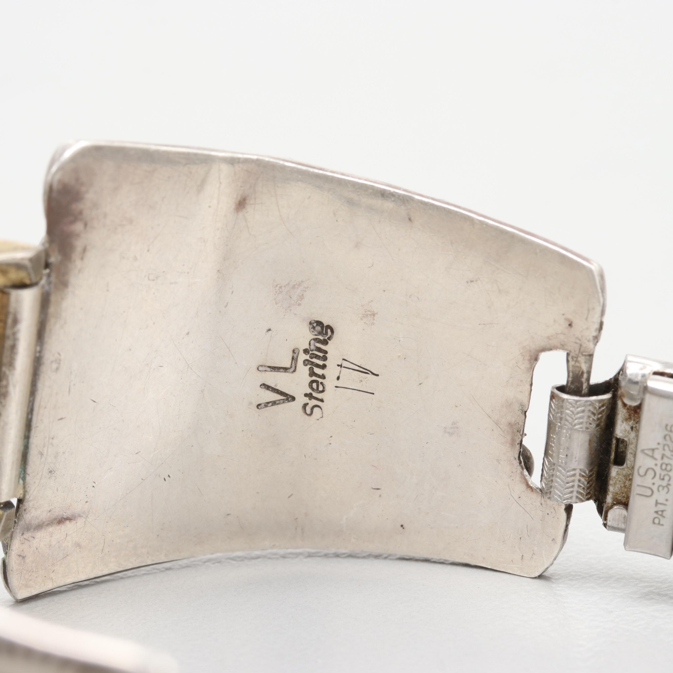 Vivani Quartz Watch With Southwestern Style Sterling Silver Turquoise Band