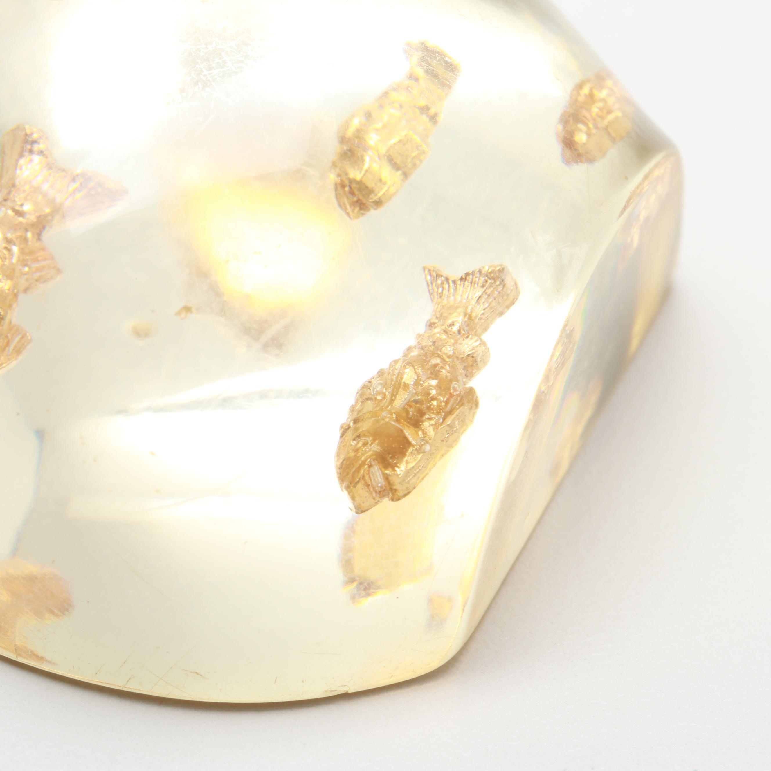 Gold Tone Acrylic Fishbowl Necklace