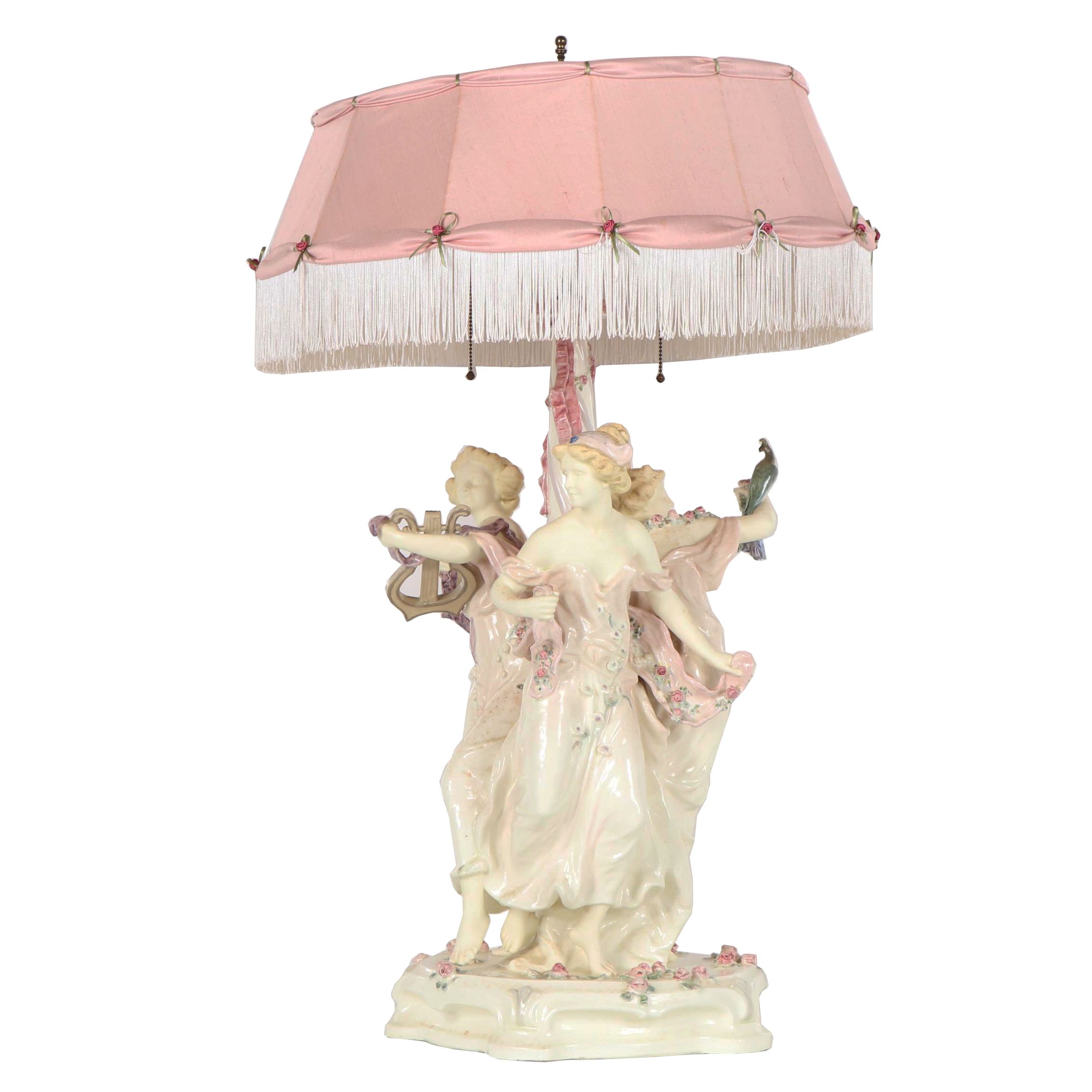 Early 20th Century Vienna Faience Schauer Porcelain Table Lamp