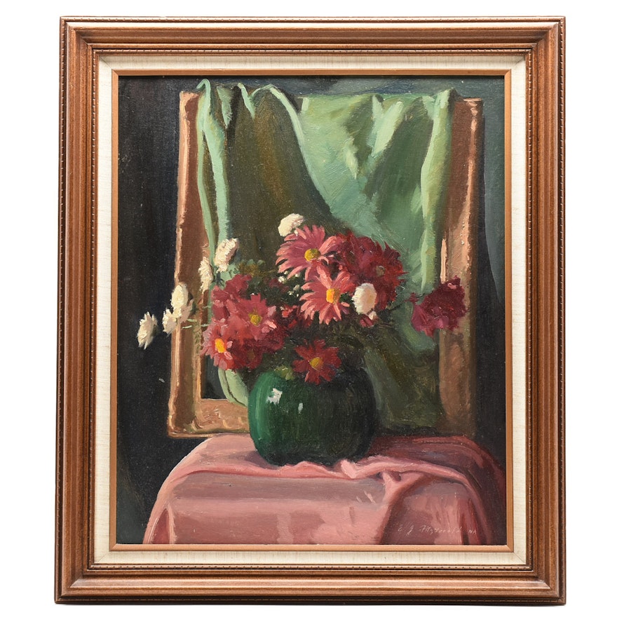 Edmond J. Fitzgerald Floral Still Life Oil Painting