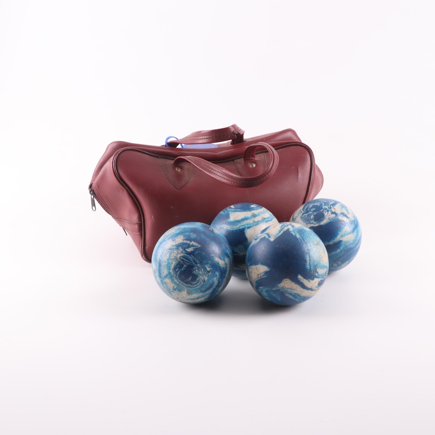 Marbled Bocce Balls in Leather Case