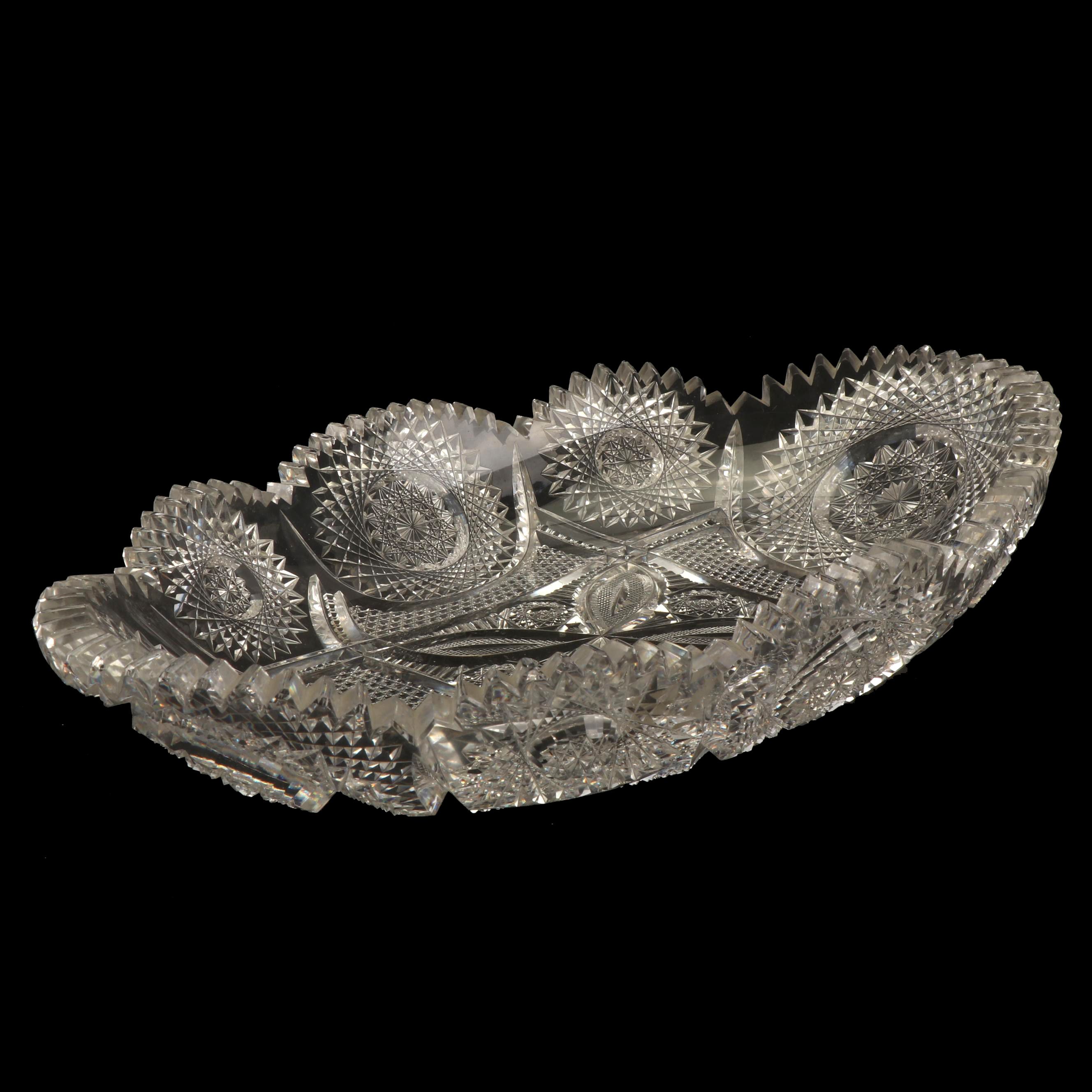 American Brilliant Cut Glass Oval Serving Bowl