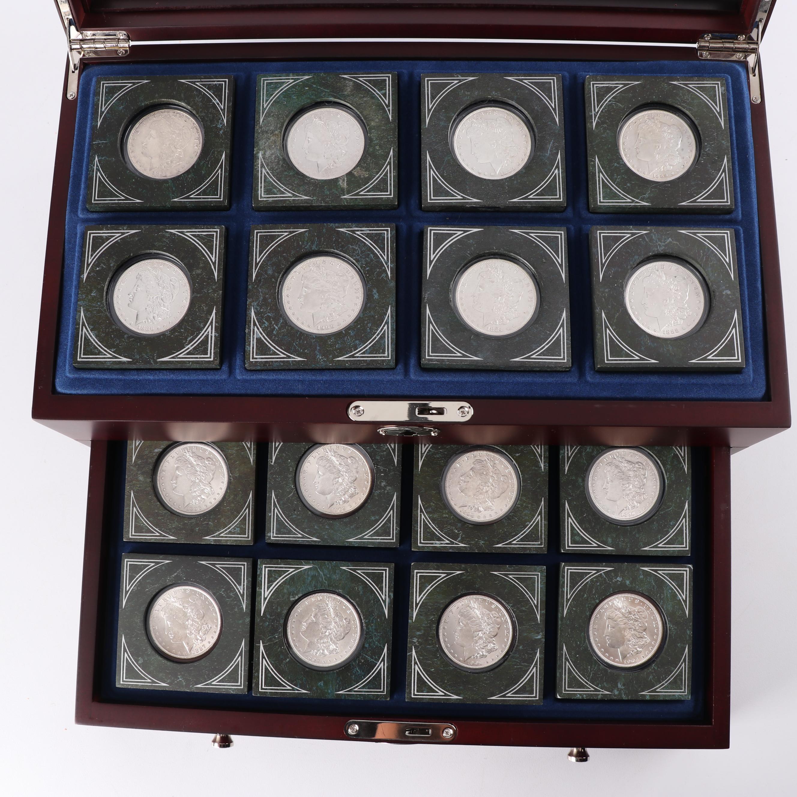 Morgan Silver Dollar Collection in Display Case, 1883 - 1904