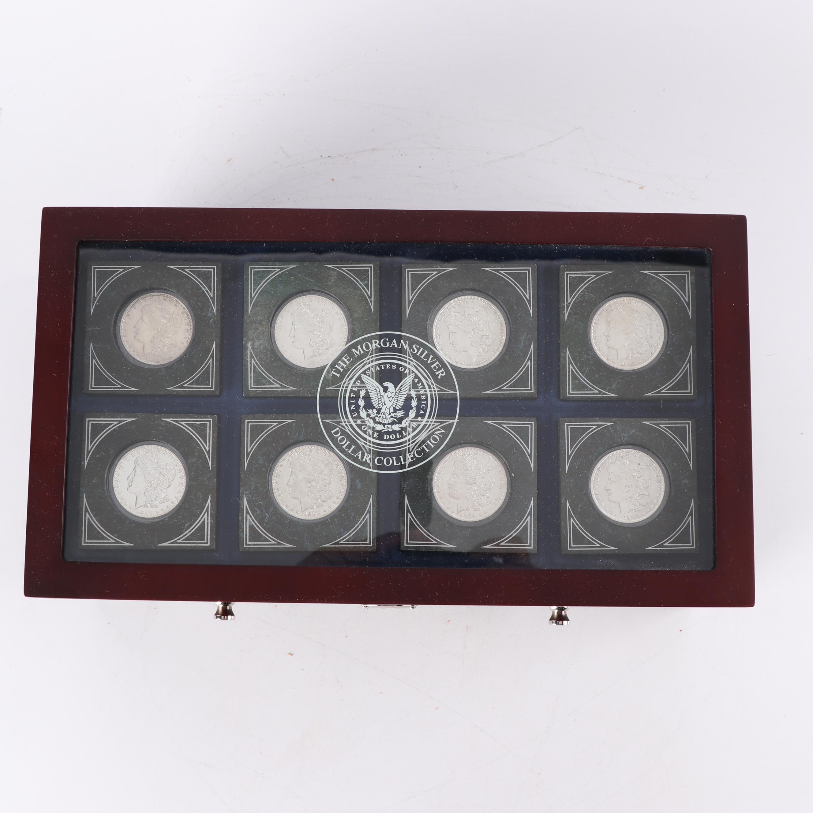 Morgan Silver Dollar Collection in Display Case, 1883 - 1904