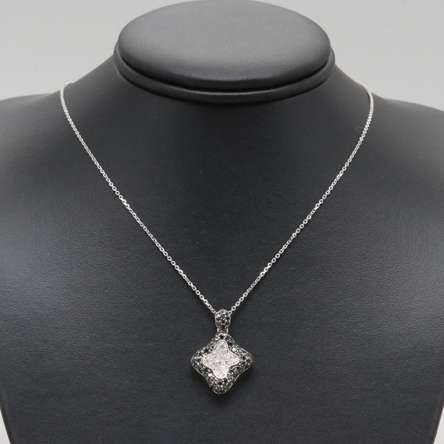 14K and 18K White Gold Diamond Pendant Necklace