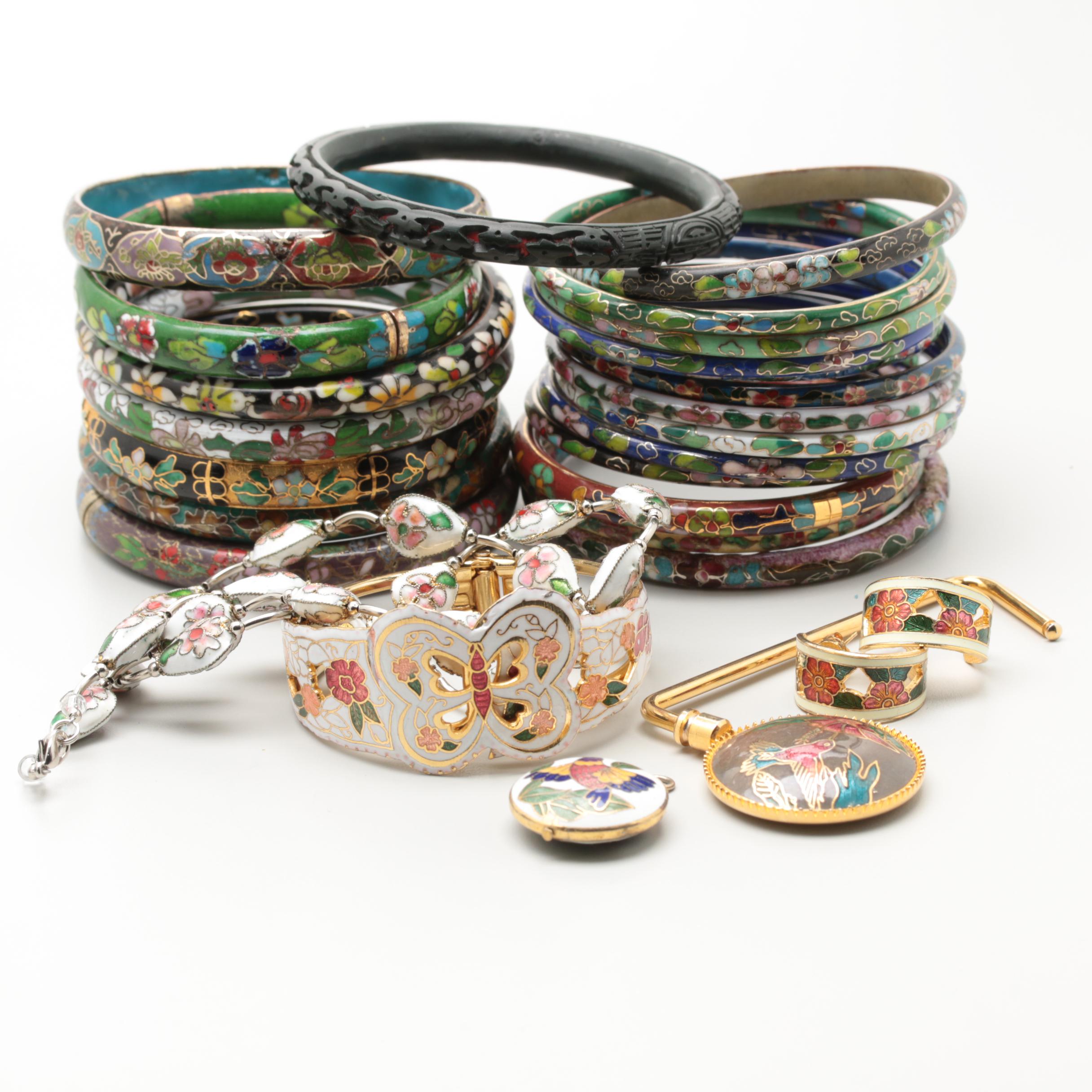 Large Collection of Chinese Cloisonné Jewelry