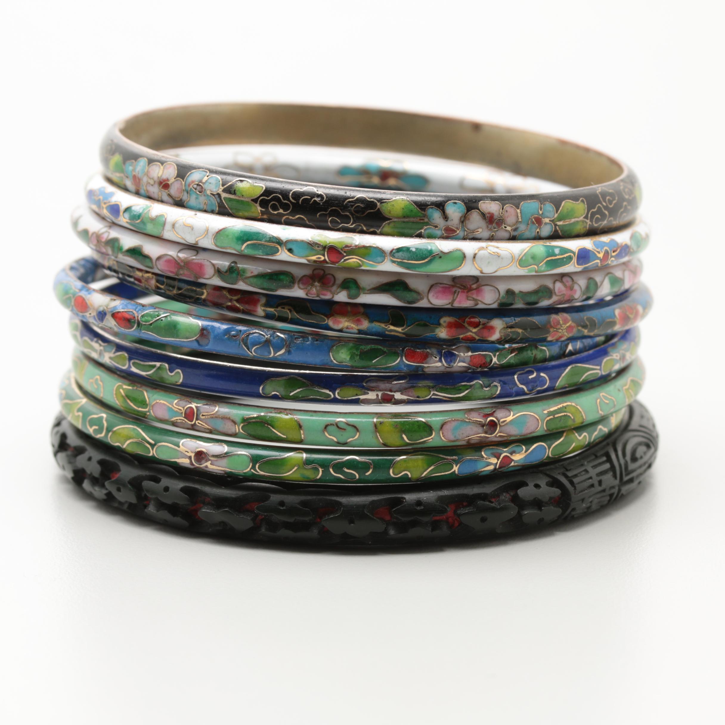 Large Collection of Chinese Cloisonné Jewelry