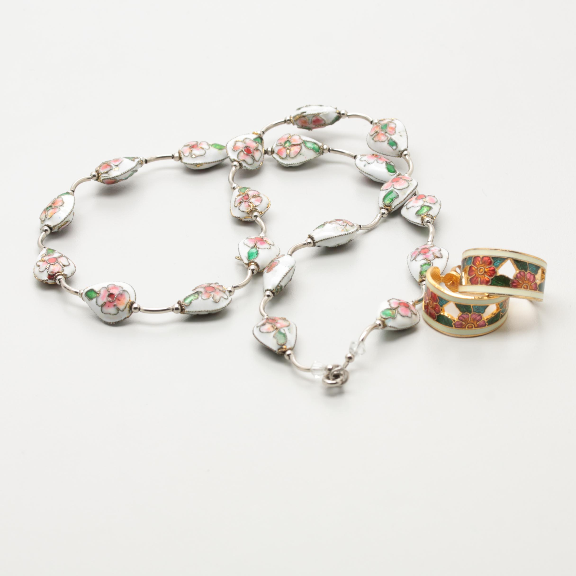 Large Collection of Chinese Cloisonné Jewelry